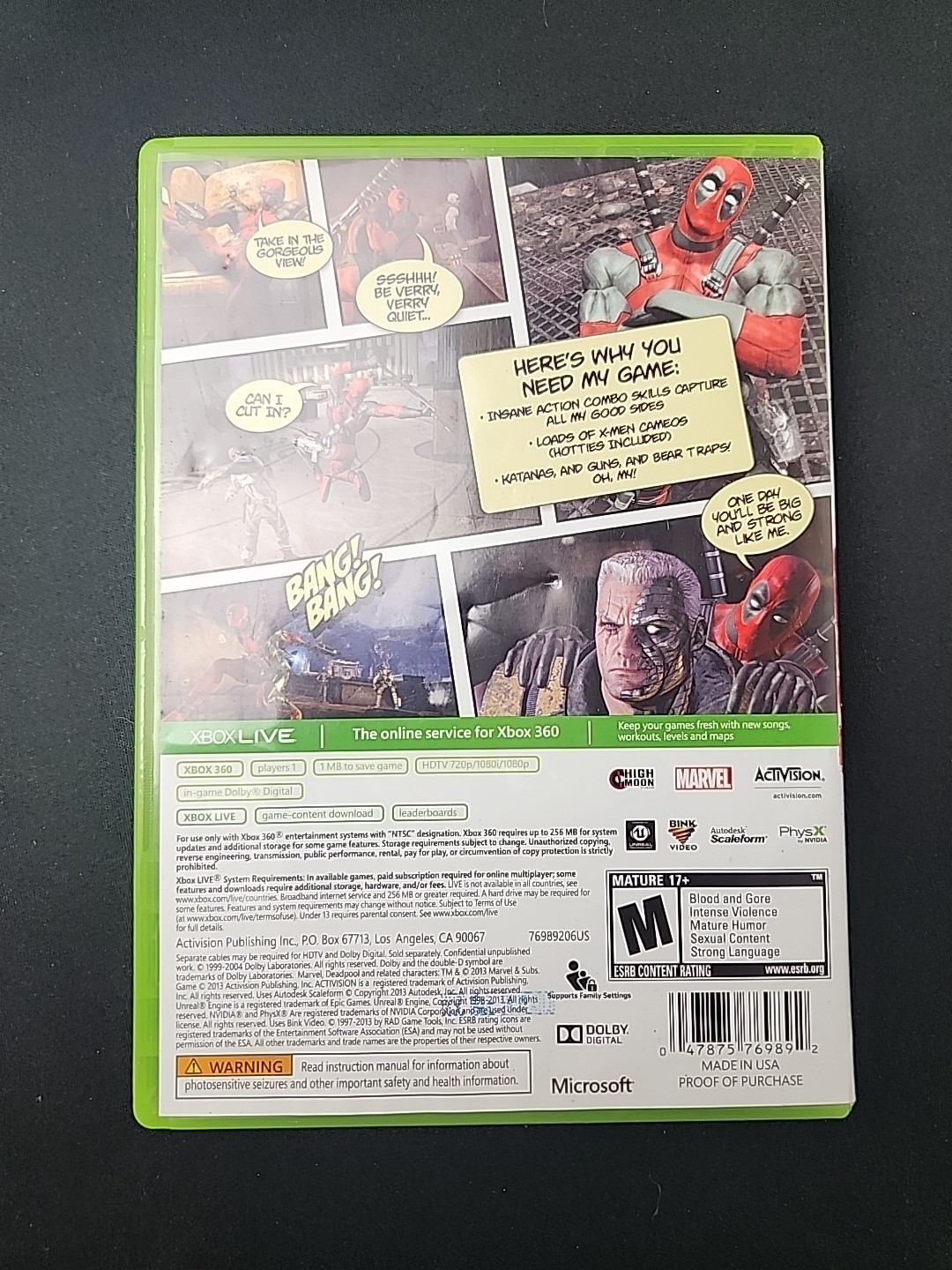 Deadpool (M) – Microsoft Xbox 360 Xbox 360 Video Games Hero Game Marvel RARE
