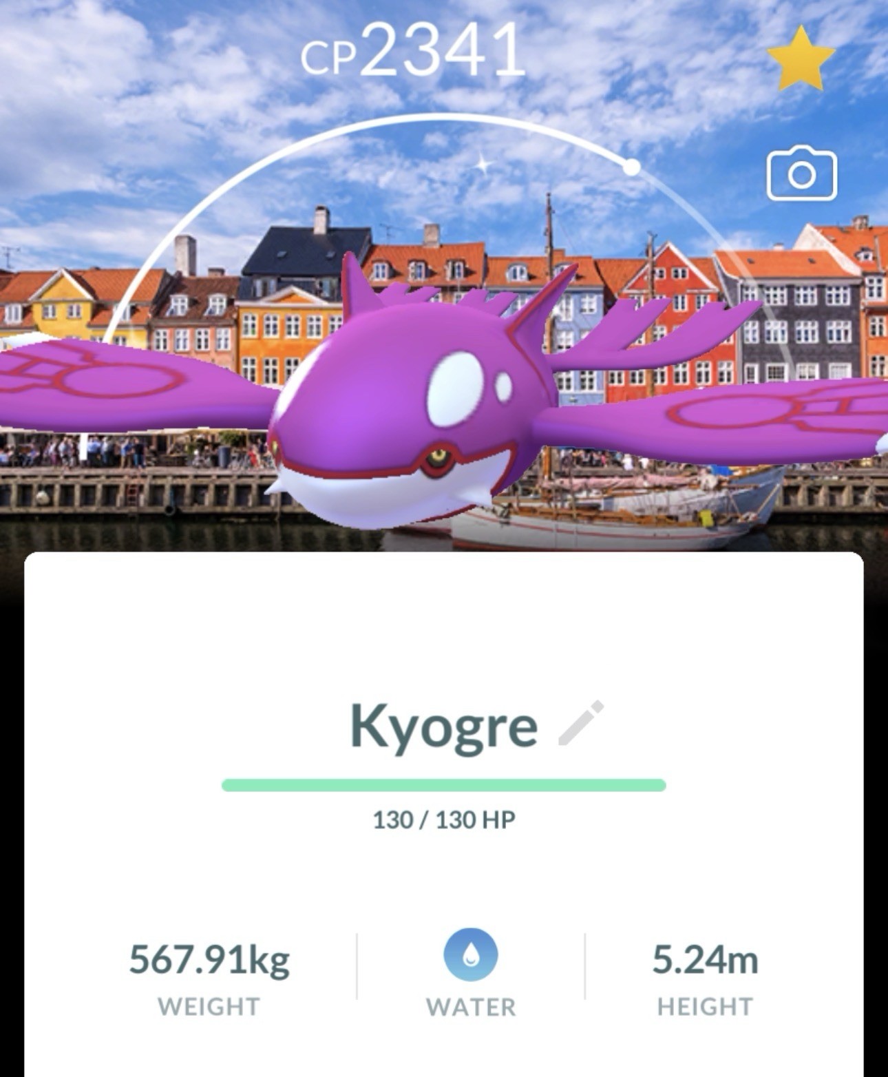 Pokémon Pokémon GO Kyogre Encounter Screenshot CP2341 130/130 HP Android iOS