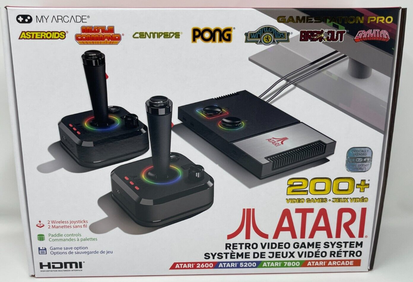 My Arcade Atari Gamestation Pro Console with 200+ Games & 2 Joysticks HDMI Cable