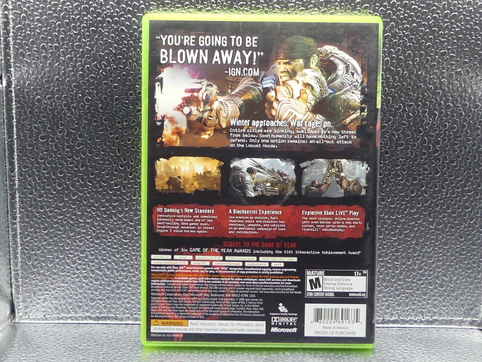 Xbox 360 Gears Of War 2 Tested Working Manual 2011 Microsoft M Mature Video Game