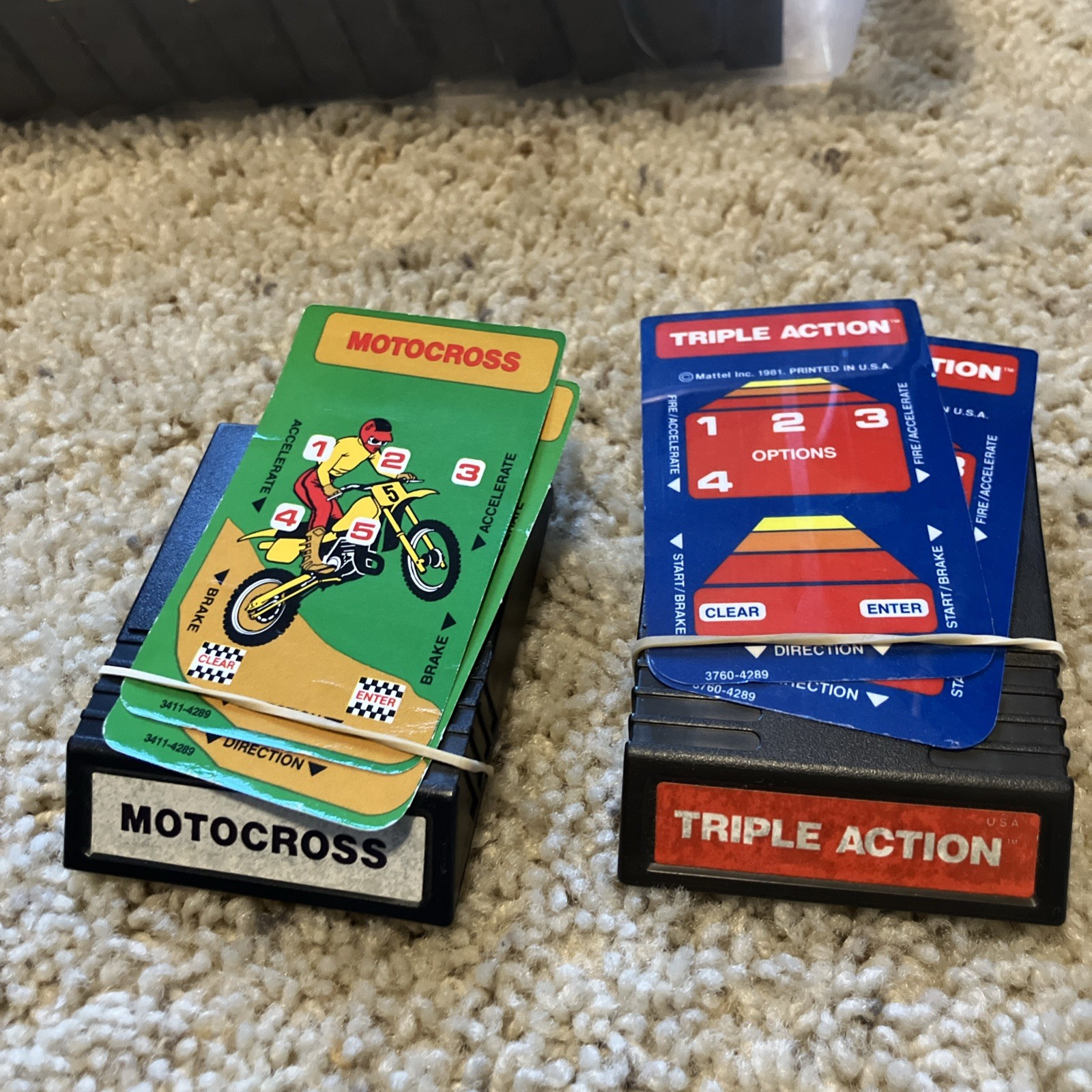 Intellivision Mattel Video Game Cartridge Overlay Games Triple Action Motocross
