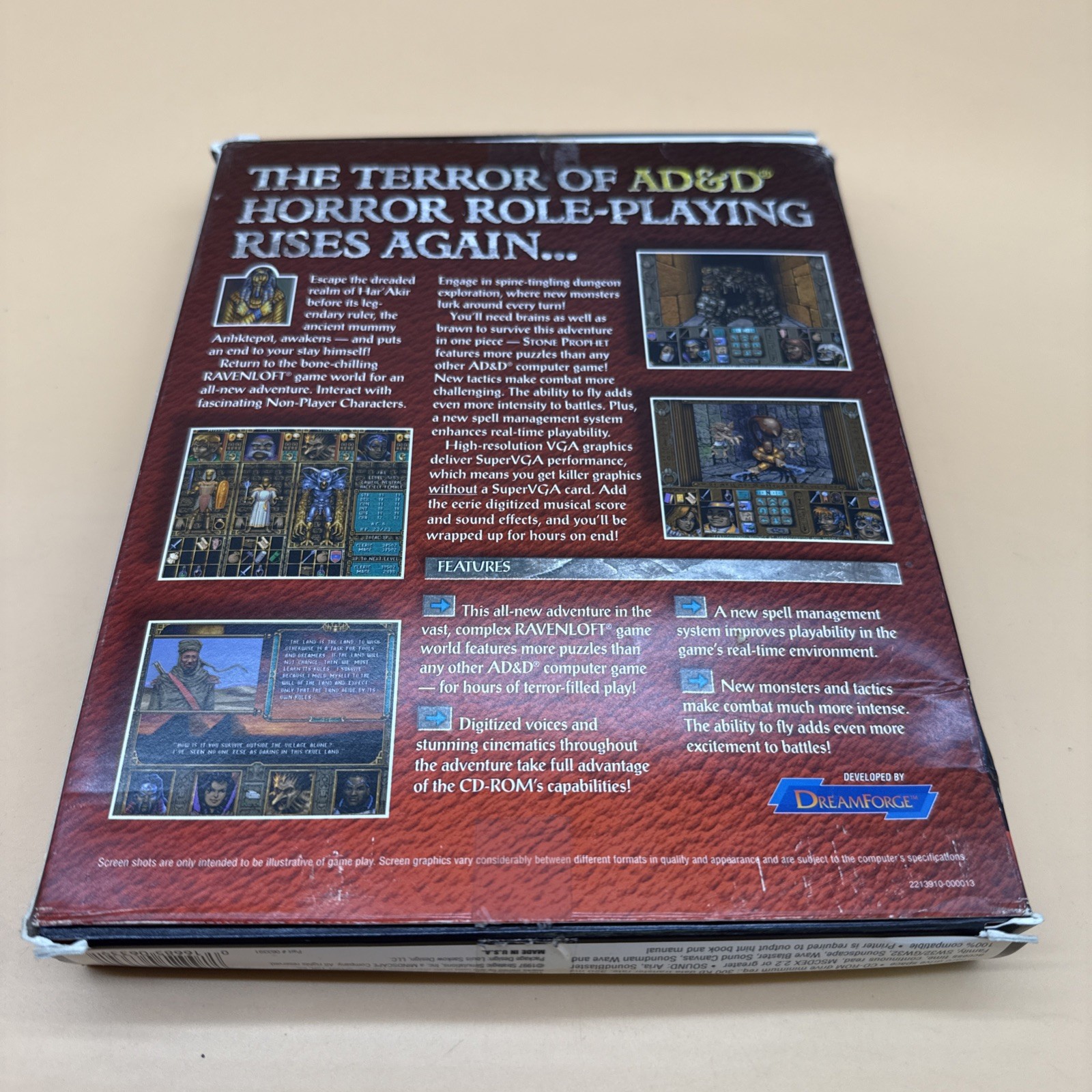 Advanced Dungeons and Dragons Ravenloft Stone Prophet CD DOS PC Big Box READ!