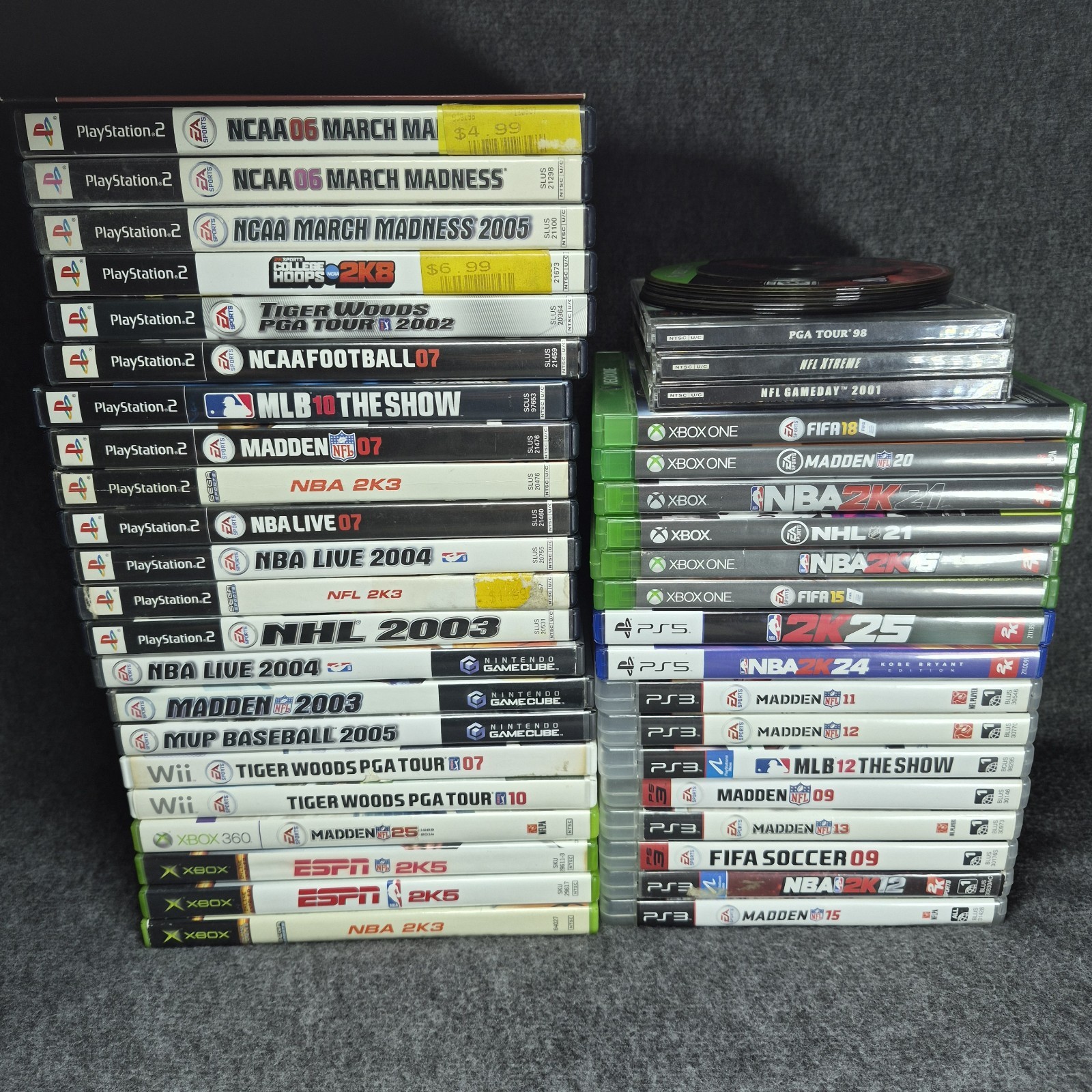 Lot of 50 SPORTS Games (PS1,PS2,PS3,PS5,WII,XBOX,XBOX ONE,GAMECUBE) Various Cond