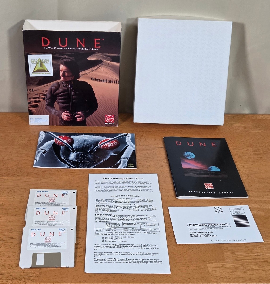 Dune Virgin Games Kyle MacLachllan Cover IBM PC Big Box 3.5″ Complete CIB 1992