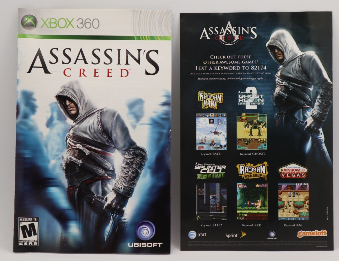 Assassin’s Creed 1 Xbox 360 Video Game CIB With Manuals
