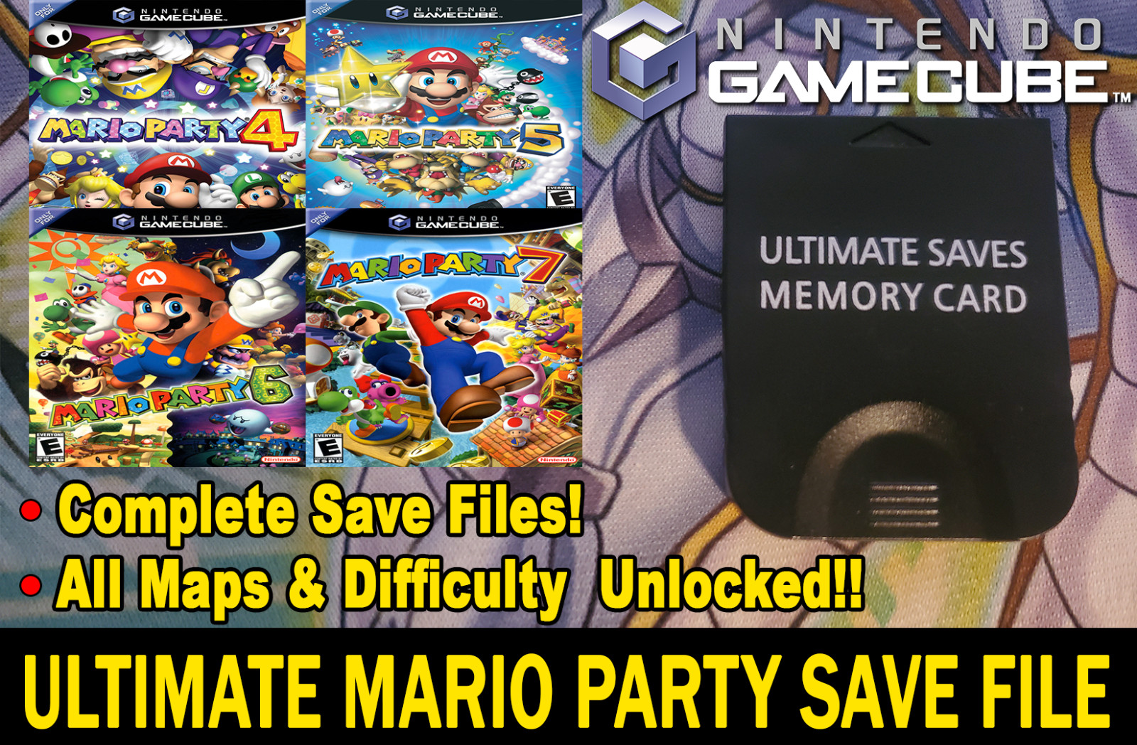 Mario Party 5 100% Ṥave Gamecube Memory Card! (NO GAME)