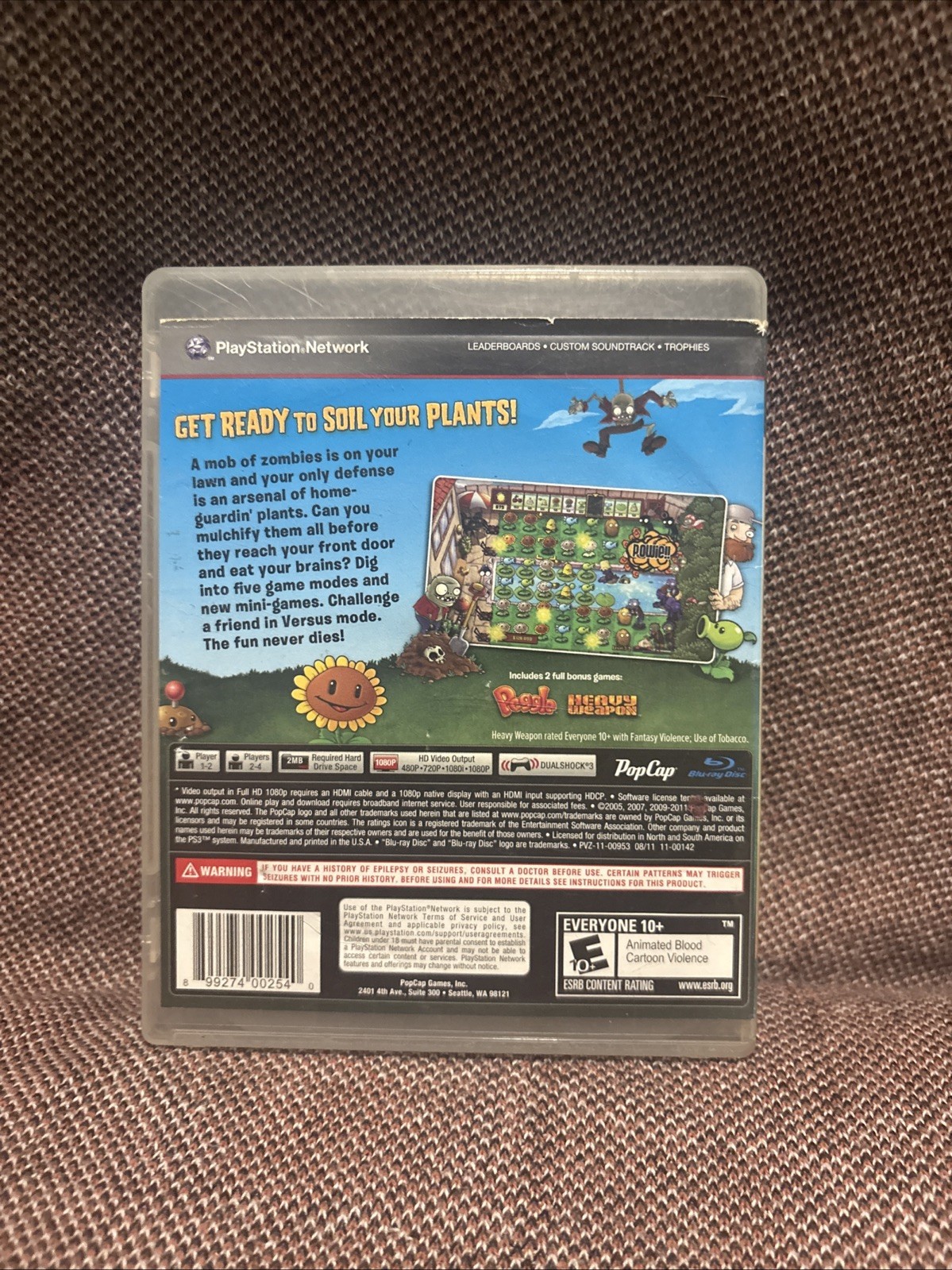 Plants vs. Zombies Game Sony PlayStation 3 PS3 (No Manual) – Tested & Works