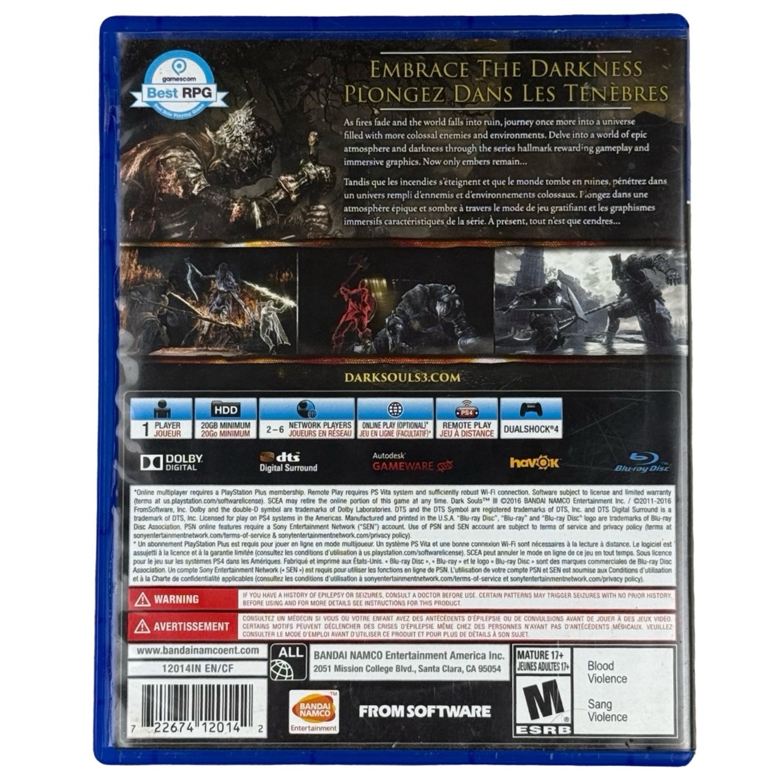 Dark Souls III PS4 Complete FromSoftware Bandai Namco RPG