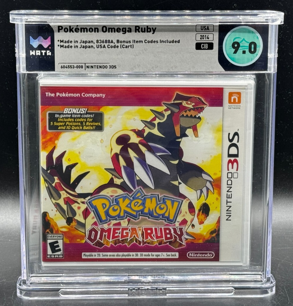 Pokemon Omega Ruby + Bonus Nintendo 3DS Early Print CIB Complete WATA 9.0