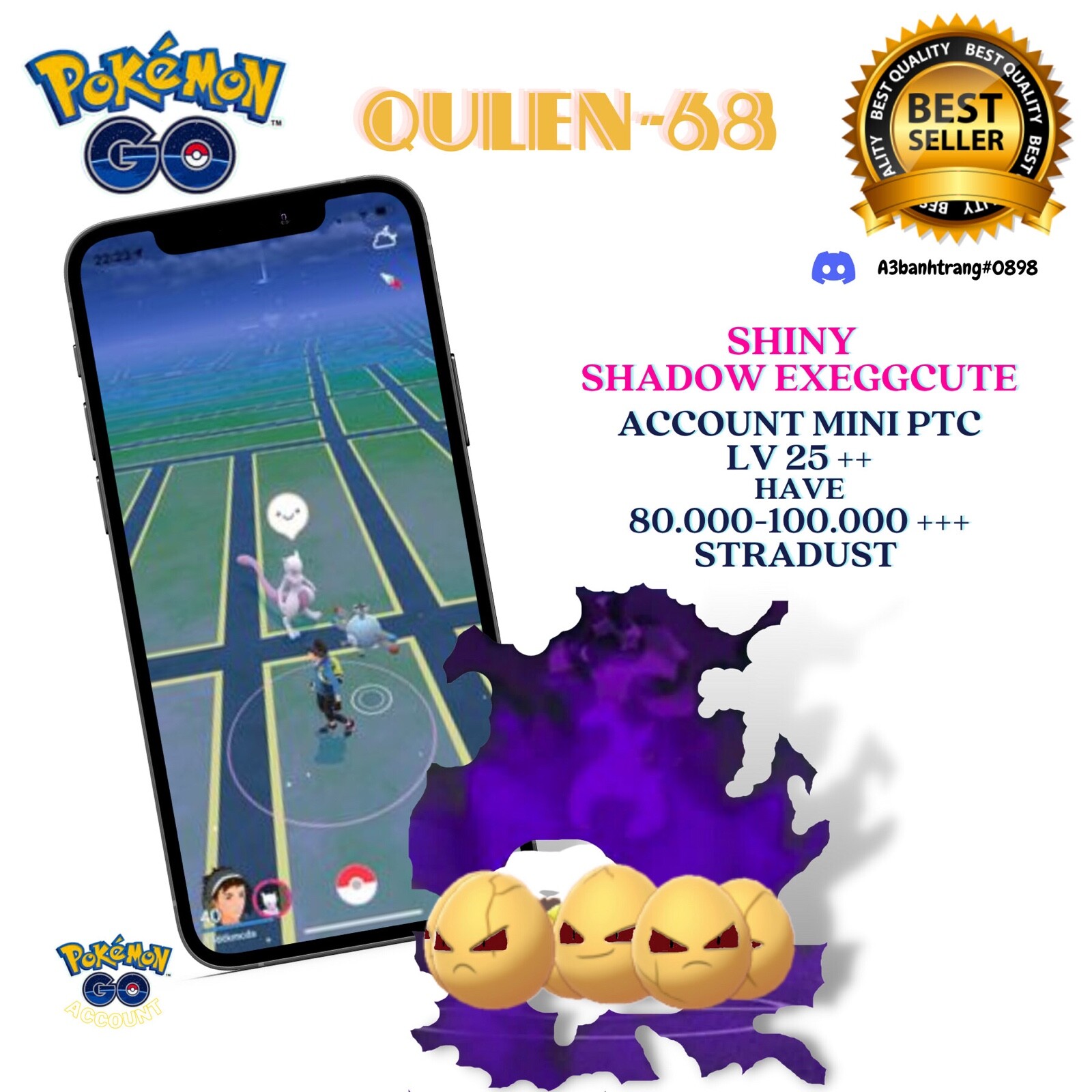Pokémon Go – Shiny Shadow Exeggcute – Trade ( ( Purified) registered