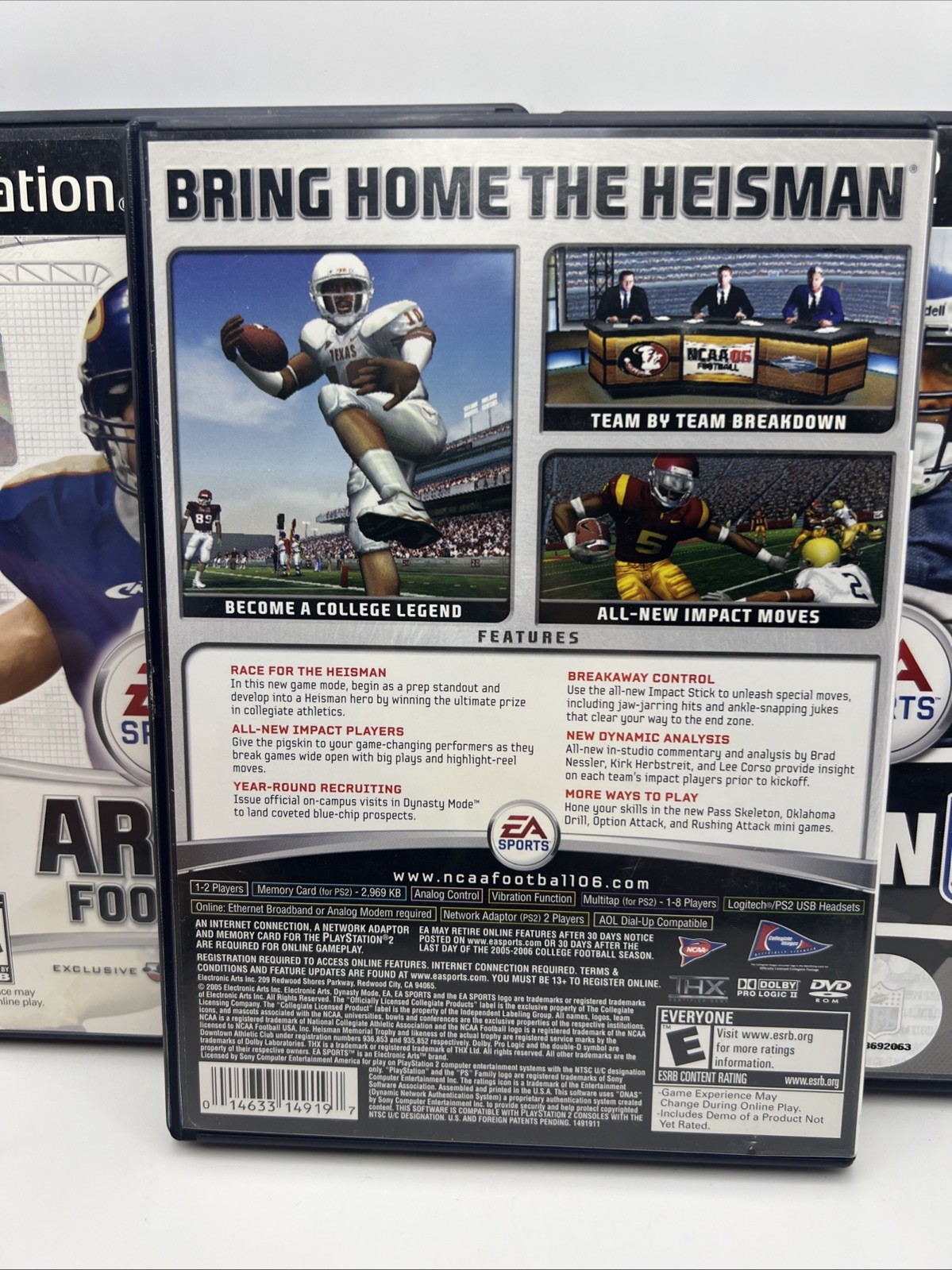 Lot of 3 Football Playstation 2 Arena Football NCAA 06 Madden 07 Video Games