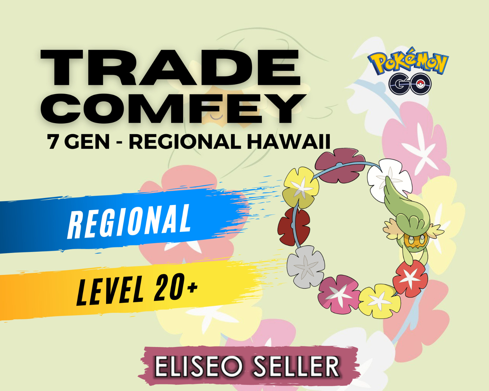 Trade Comfey – Pokemon Comfey GO – Alolan 7 GEN – Regional Hawai – New Pokemon