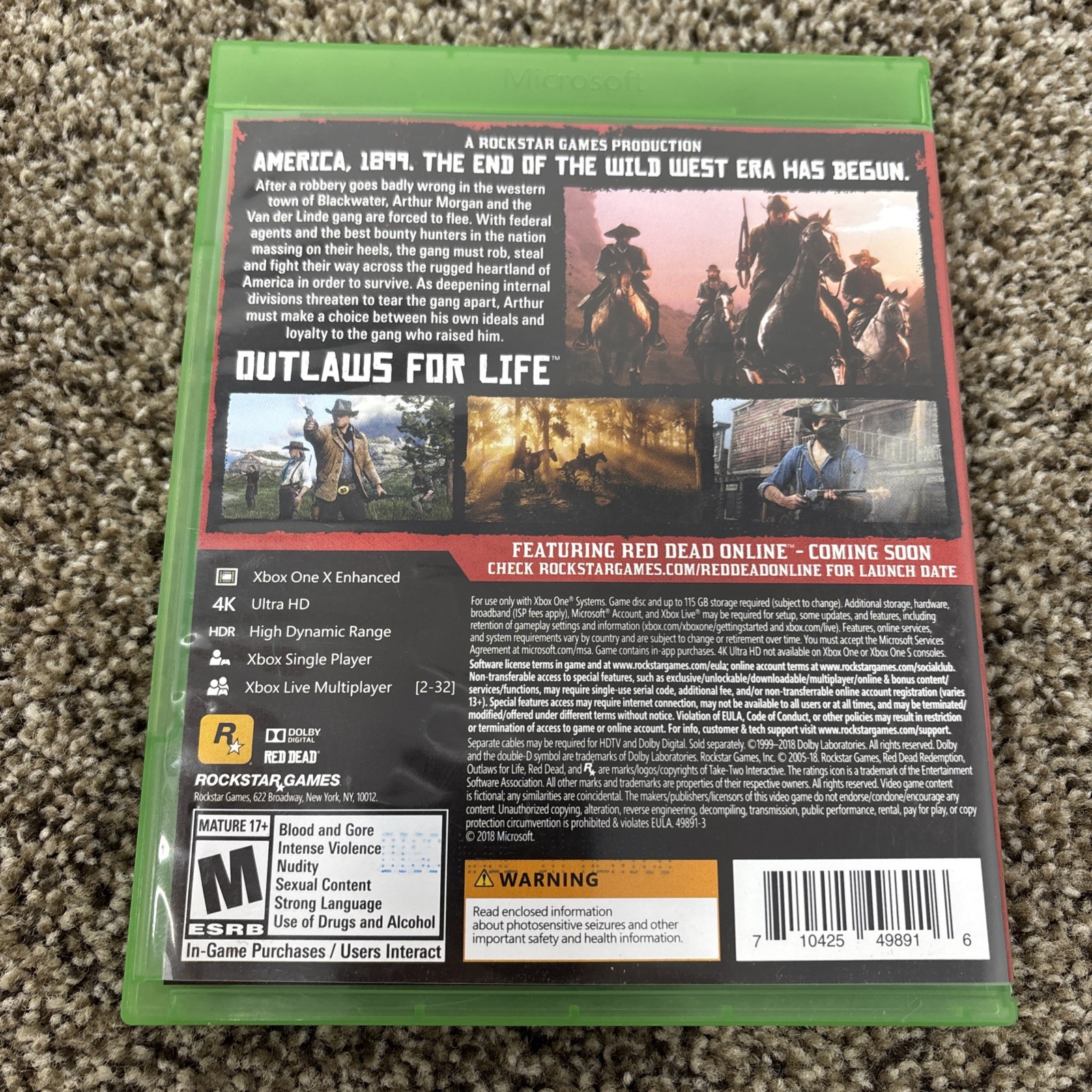 Red Dead Redemption 2 II (Microsoft Xbox One, 2018) 2 Discs w/ Map