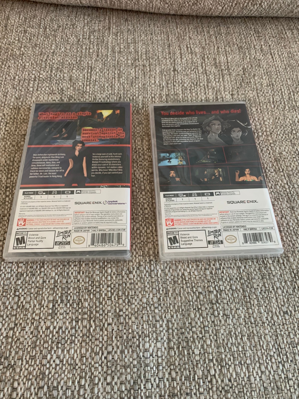 Fear Effect 1 + 2 Bundle Switch Nintendo Limited Run #285 #314 New Sealed