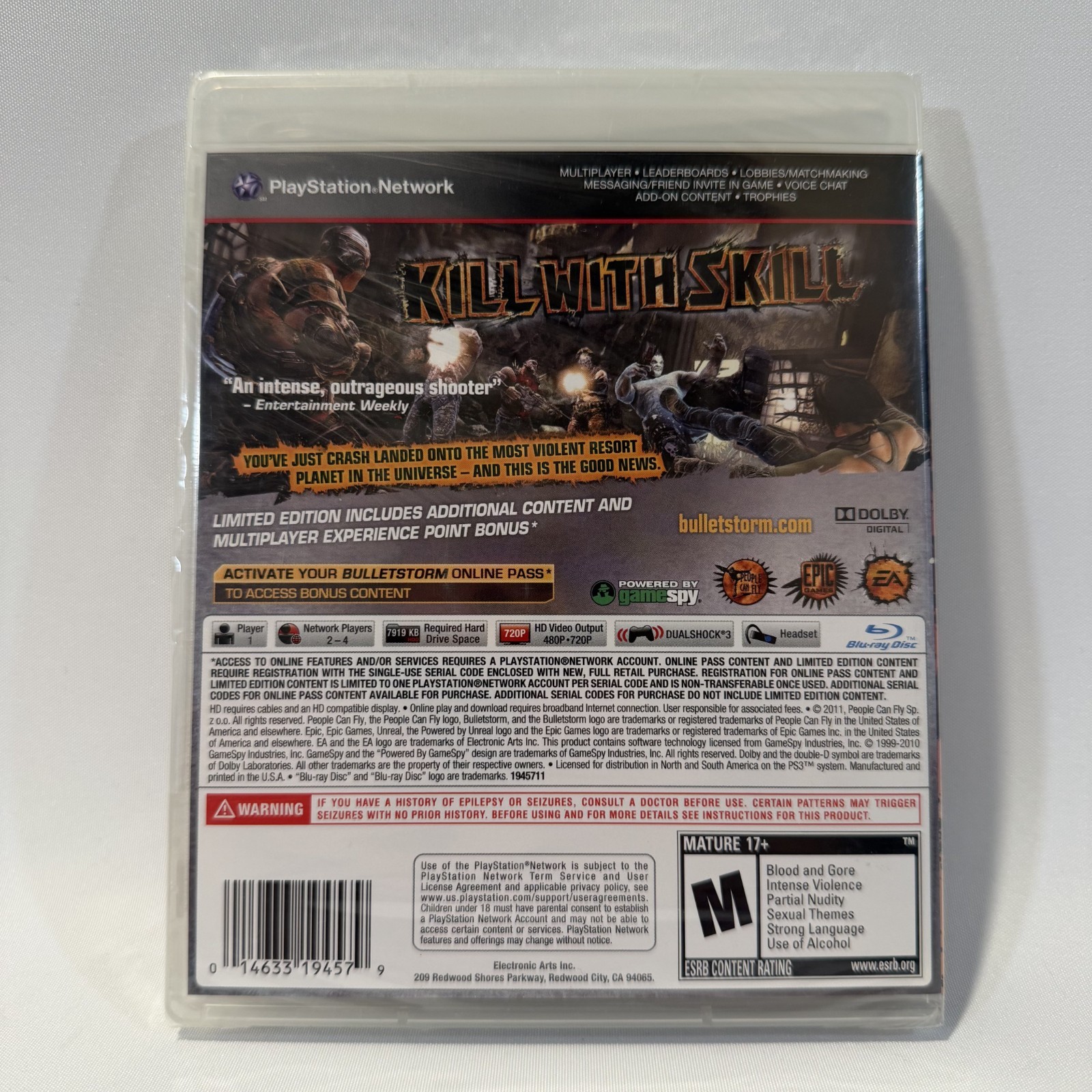 Bulletstorm Limited Edition PS3 Epic Games FPS Action Shooter Video Game Sealed