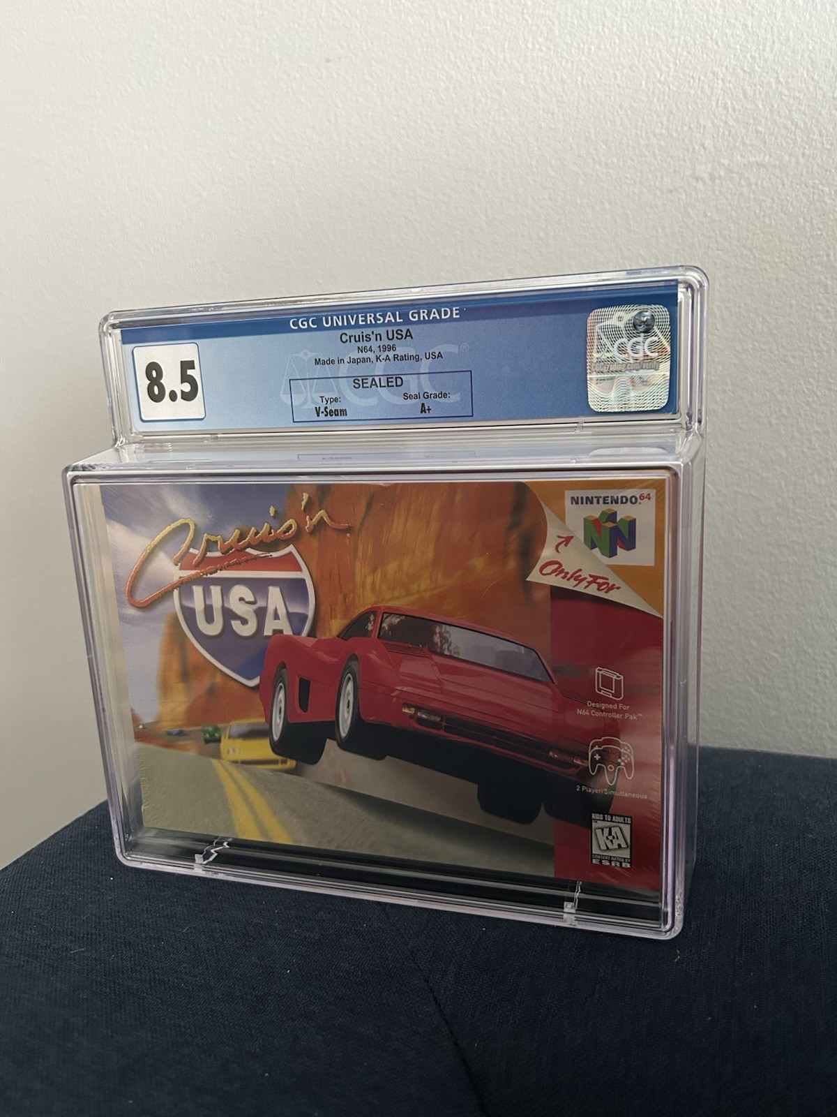 Cruis’n usa cgc 8.5 A+ ! red label launch 💎 ! Wata psa vga Crusin USA 1st Print