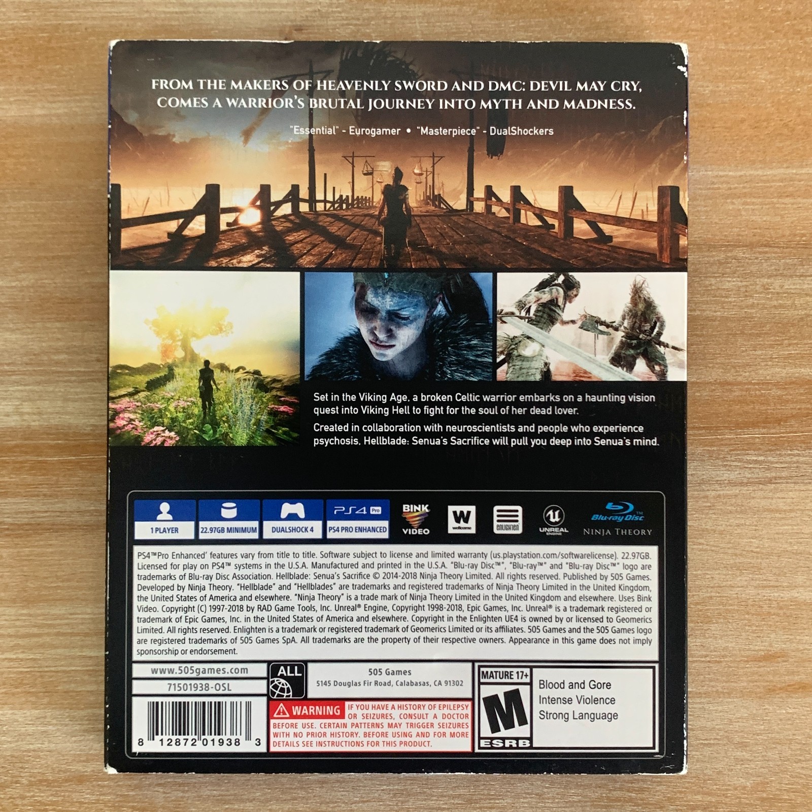 Hellblade: Senua’s Sacrifice with Slipcover (PlayStation 4 PS4, 2018) Free Ship!