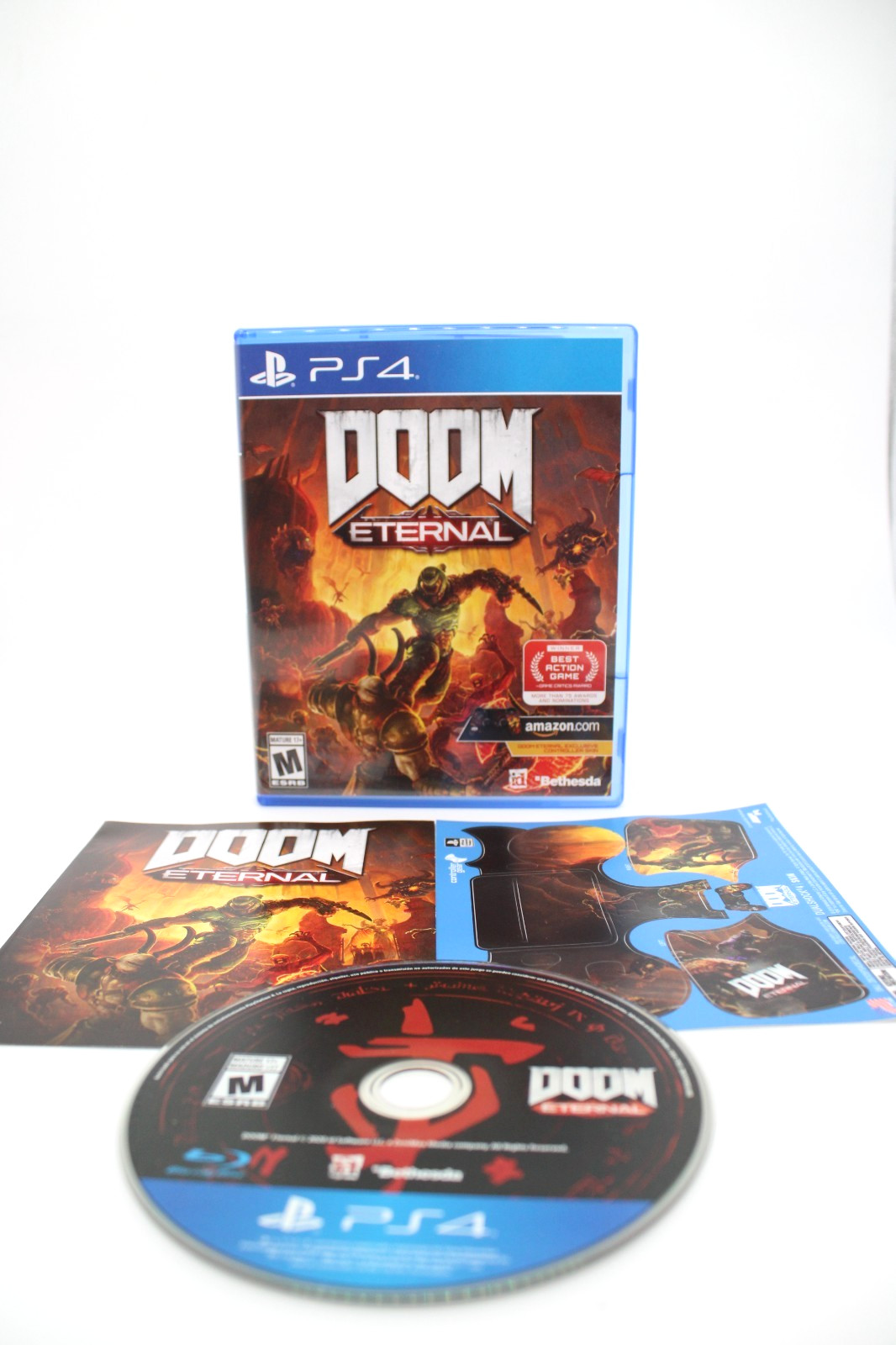 Refurbished PS4 Doom Eternal Complete CIB Excellent Mint + Controller Skin Decal
