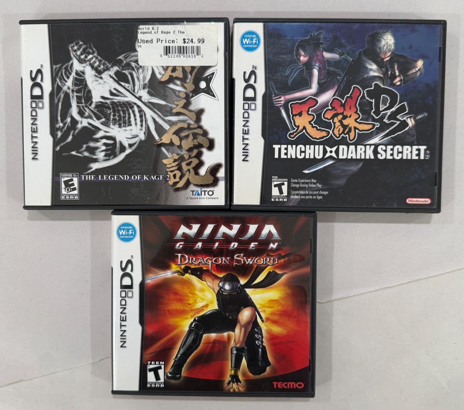 3 Nintendo DS Game Lot – Legend of Kage 2, Tenchu Dark Secret, Ninja Gaiden
