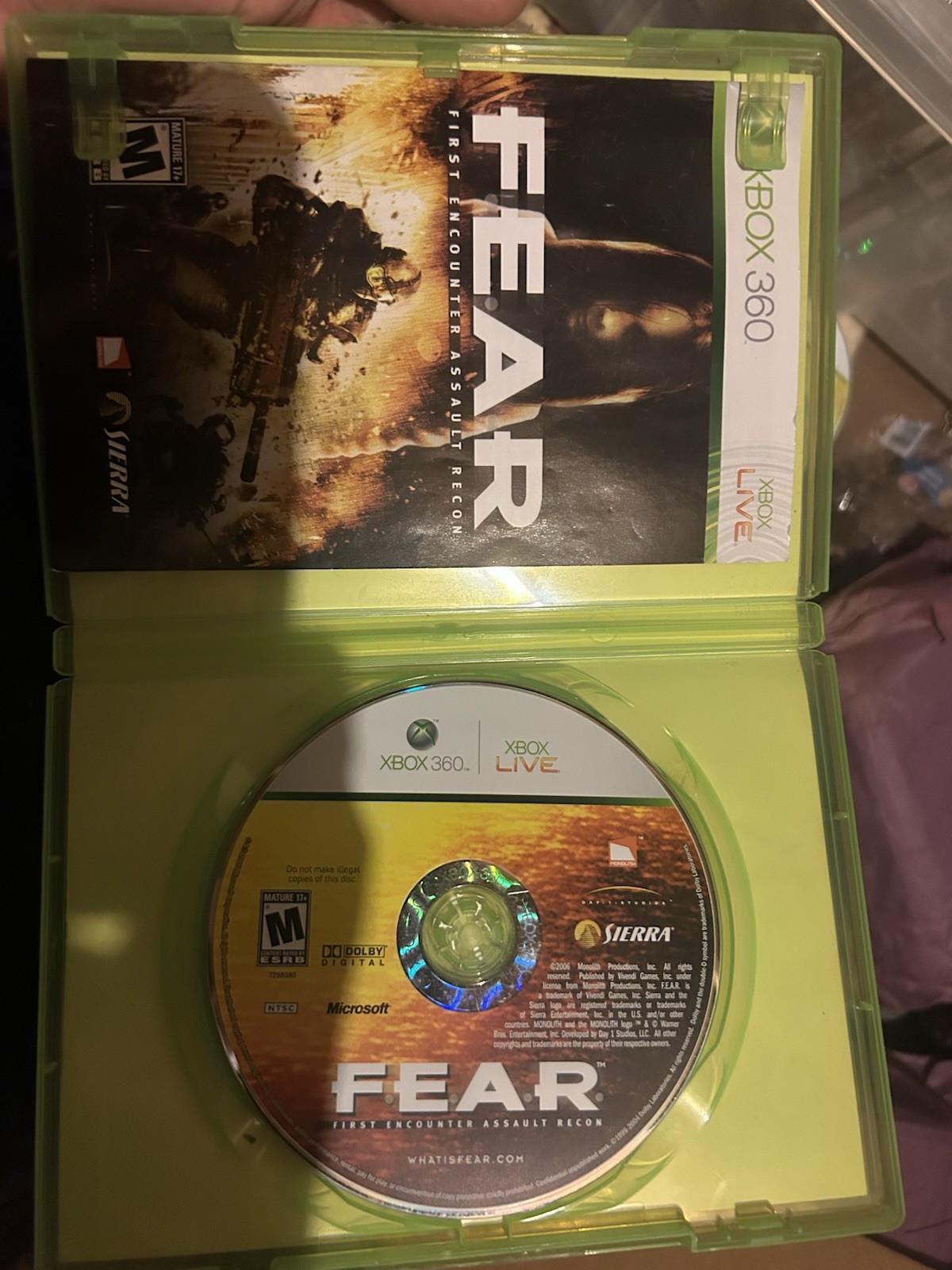 F.E.A.R.: First Encounter Assault Recon (Microsoft Xbox 360, 2006 Complete Game