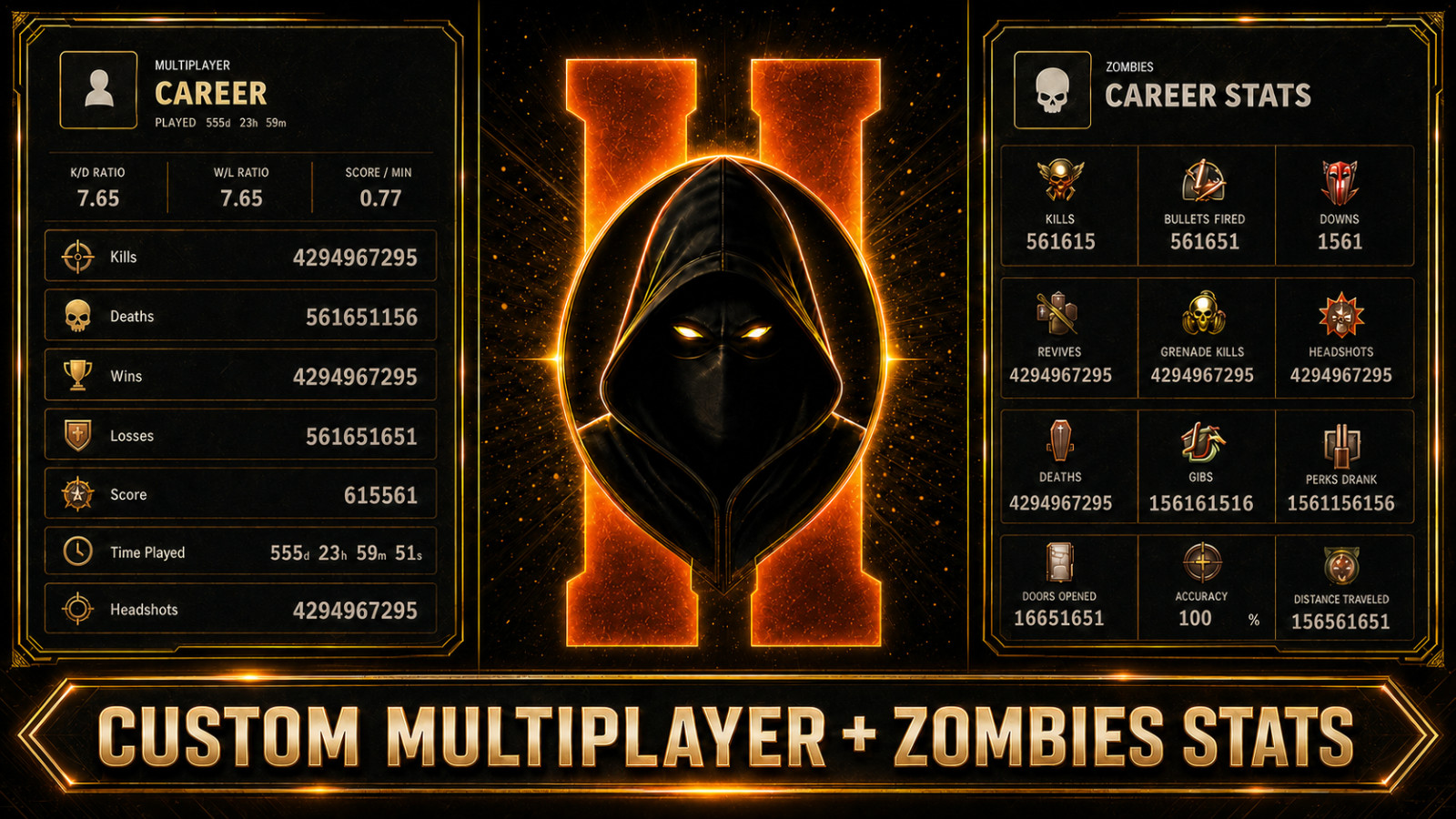 *NEW* BLACK OPS 2 CUSTOM STATS Services! Multiplayer + Zombies Stats! PS4/PS5