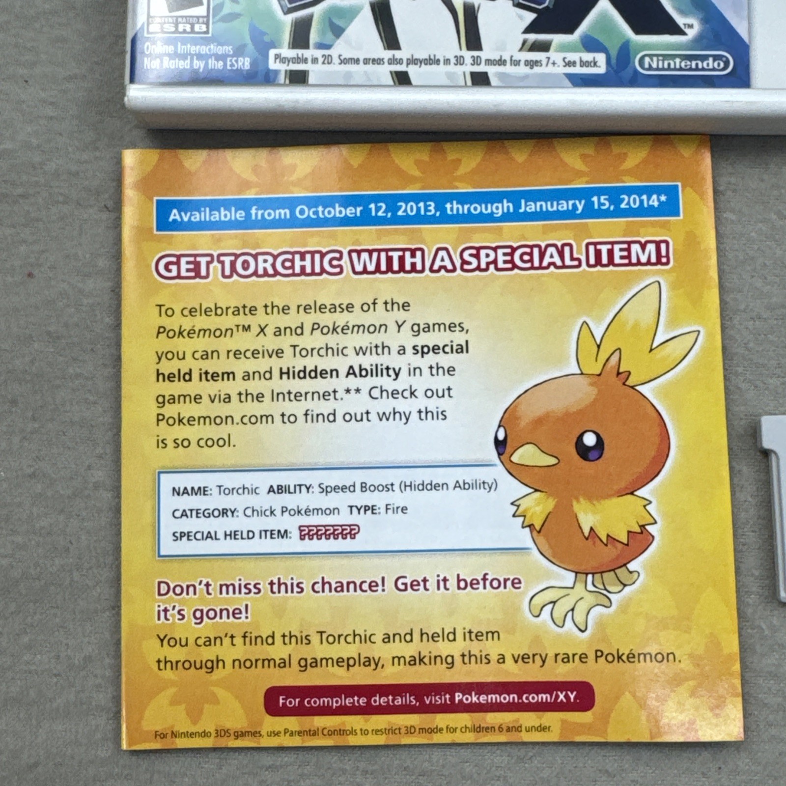 Pokemon X Nintendo 3DS Complete CIB Tested Working Authentic USA Version