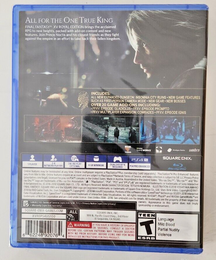 Final Fantasy XV: Royal Edition PS4 Brand New Game (2018 Action RPG)