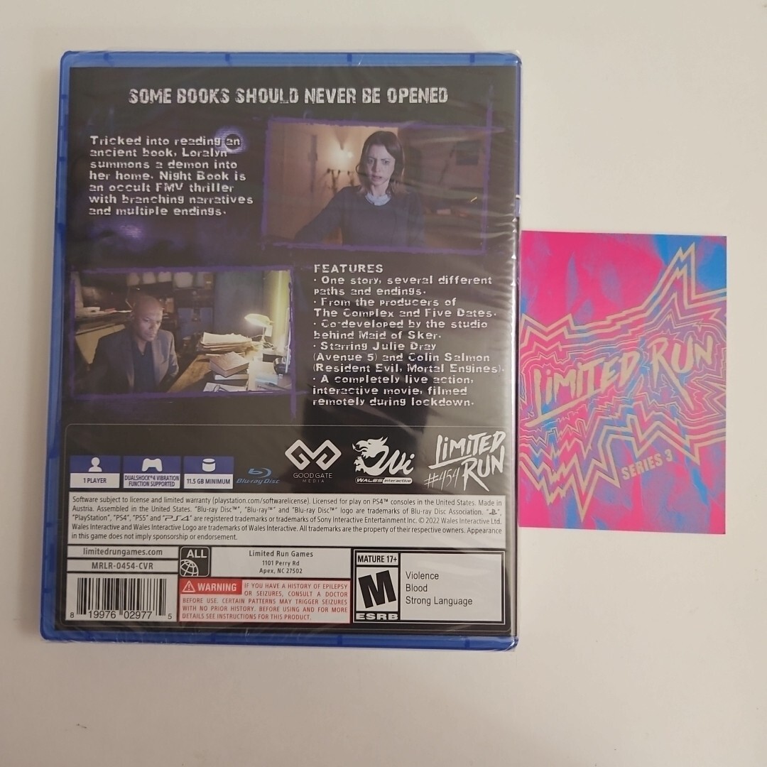 Night Book Limited Run Games #454 With Card Sony PlayStation 4 NEW SEALED