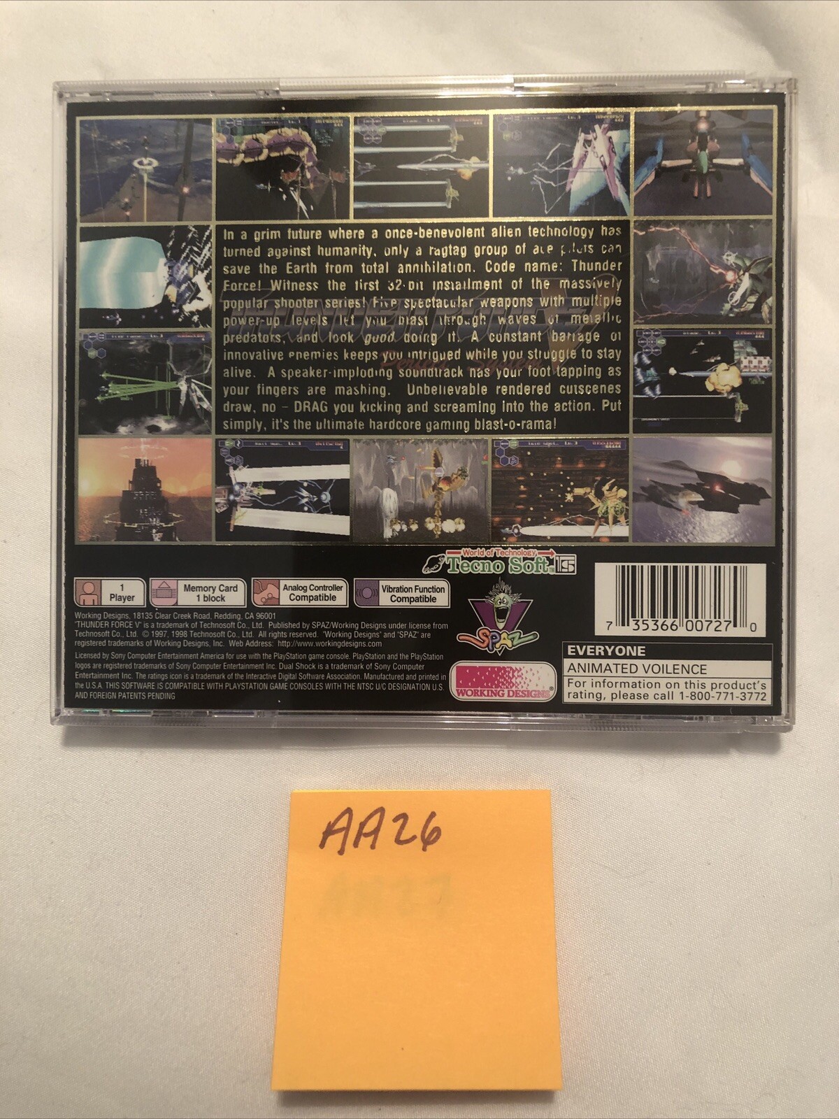 Thunder Force V: Perfect System (Sony PlayStation 1 Game, 1998) AA26