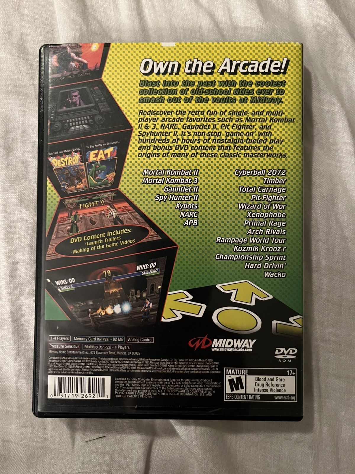 Midway Arcade Treasures 2 (Sony PlayStation 2, 2004) Complete Tested