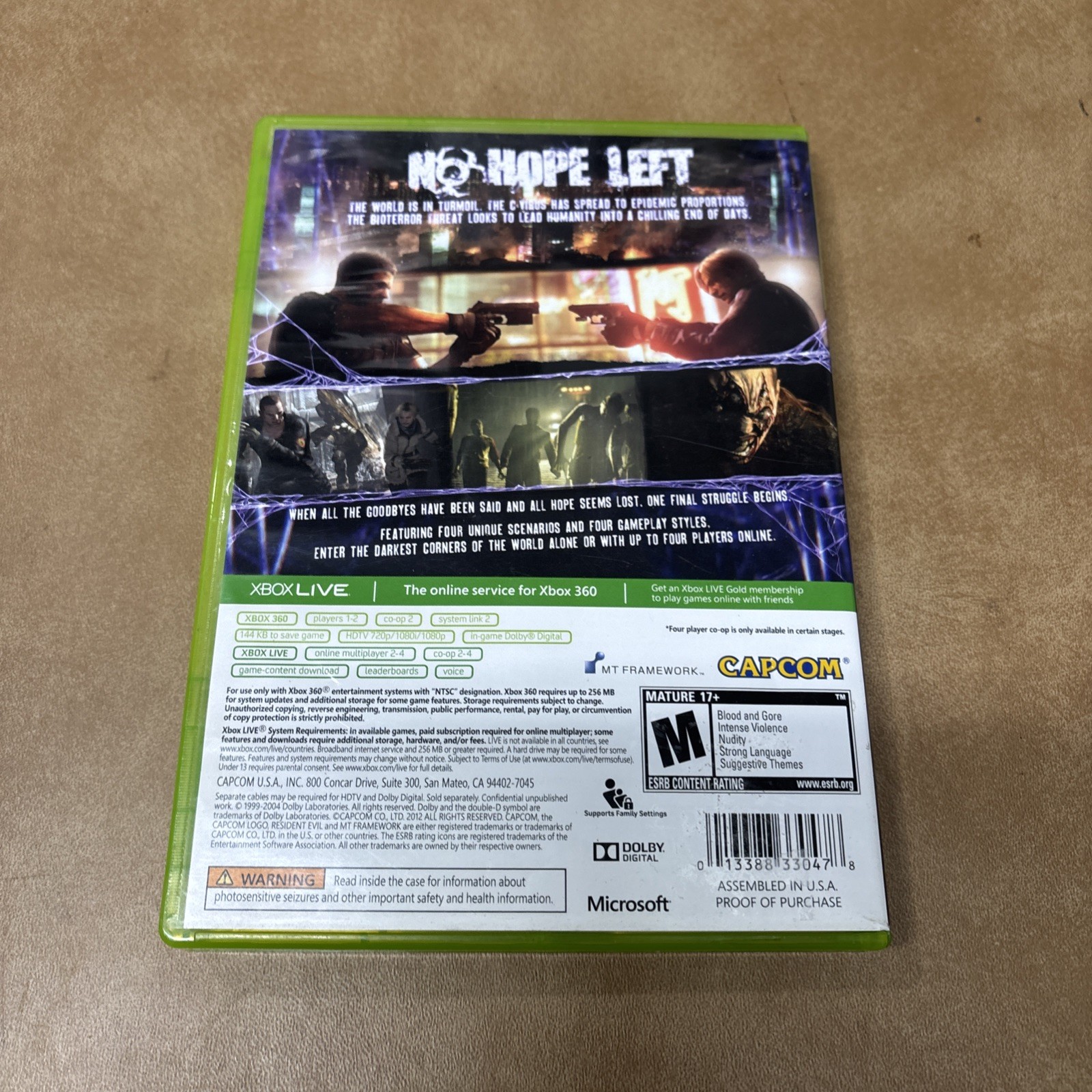 Resident Evil 6 (Microsoft Xbox 360, 2012) w/Insert – Tested – RE6 Capcom