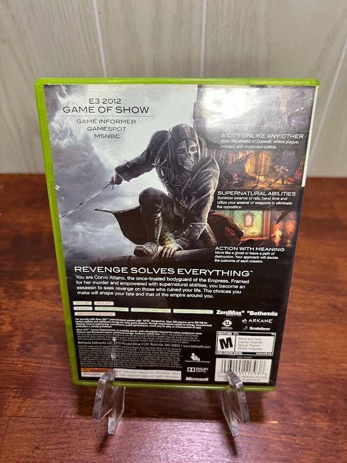 Dishonored (Microsoft Xbox 360, 2012) CIB Tested