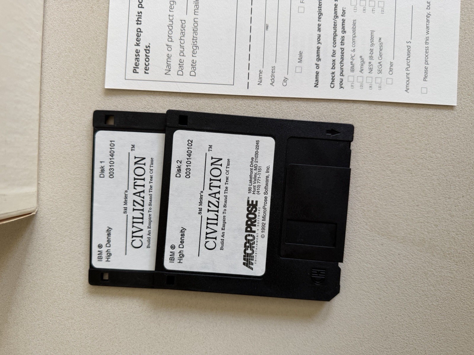 Sid Meier’s Civilization Microprose IBM 2 Floppy Disk 1991 w/ Inserts Big Box