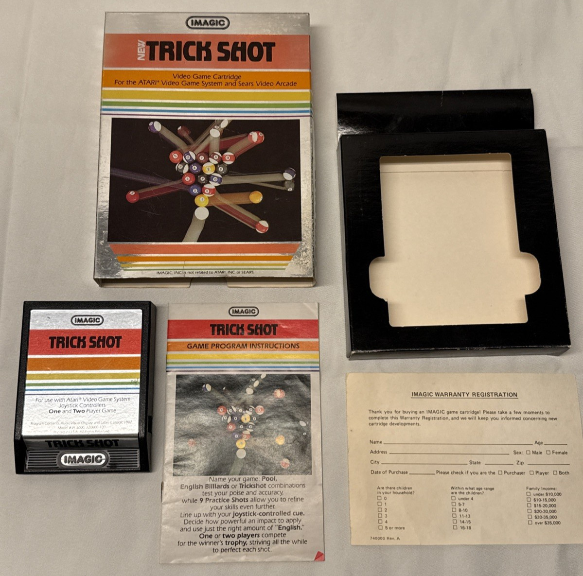 Trick Shot (Atari 2600, IMAGIC) Complete in Box, CIB, NTSC Billiards Pool Game