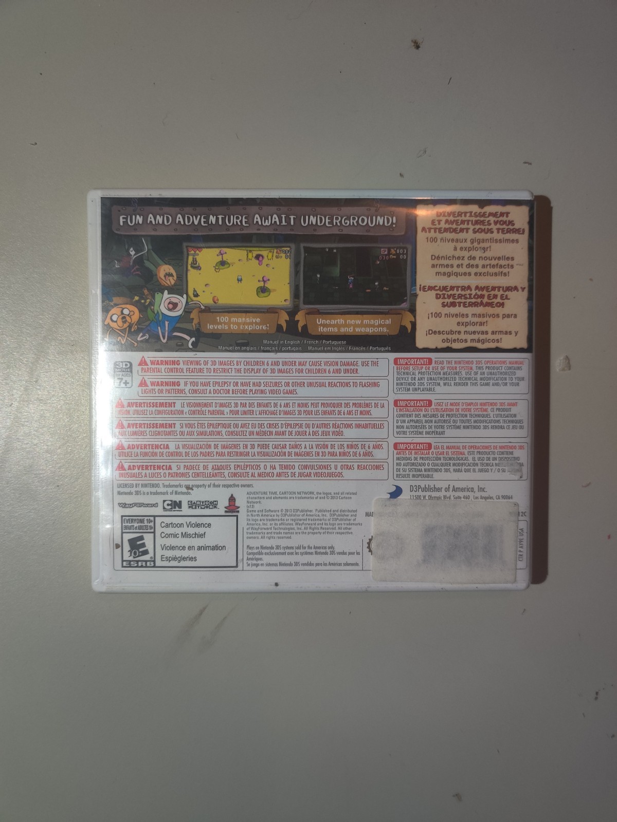 D3Publisher Adventure Time: Explore the Dungeon Because I DON’T KNOW! 3DS Manual