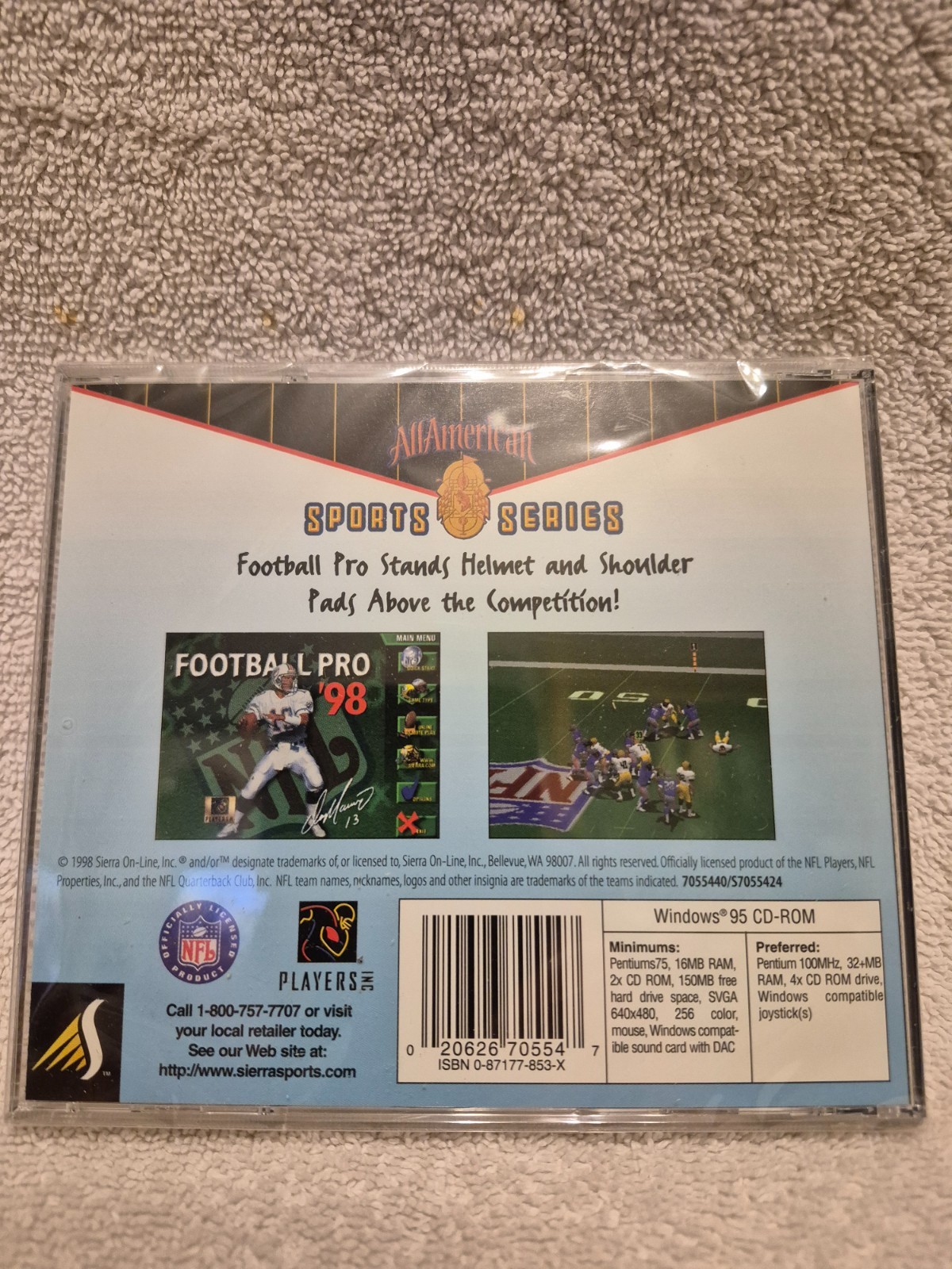 All American Sports Series Football Pro (Windows PC CD, 1998) Brand New Sealed