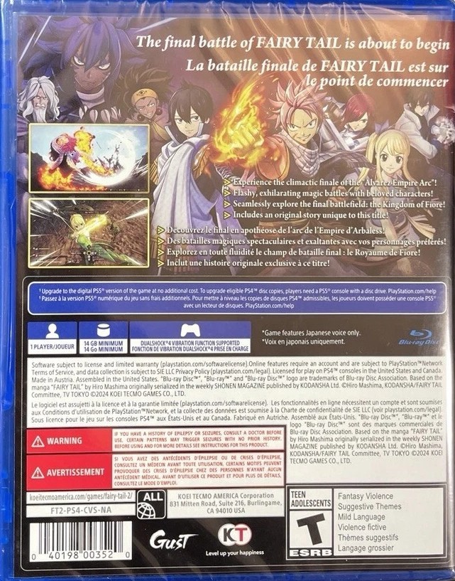 Fairy Tail 2 *PHYSICAL LAUNCH EDITION* (PS4) New