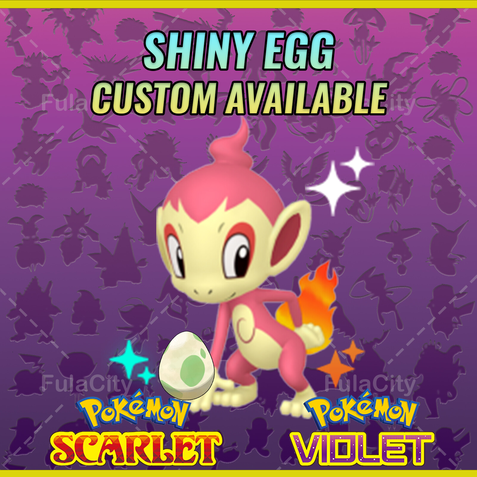 CHIMCHAR ✨ SHINY EGG 6 IV ✨ POKEMON SCARLET VIOLET ✨ TEAL MASK DLC ✨