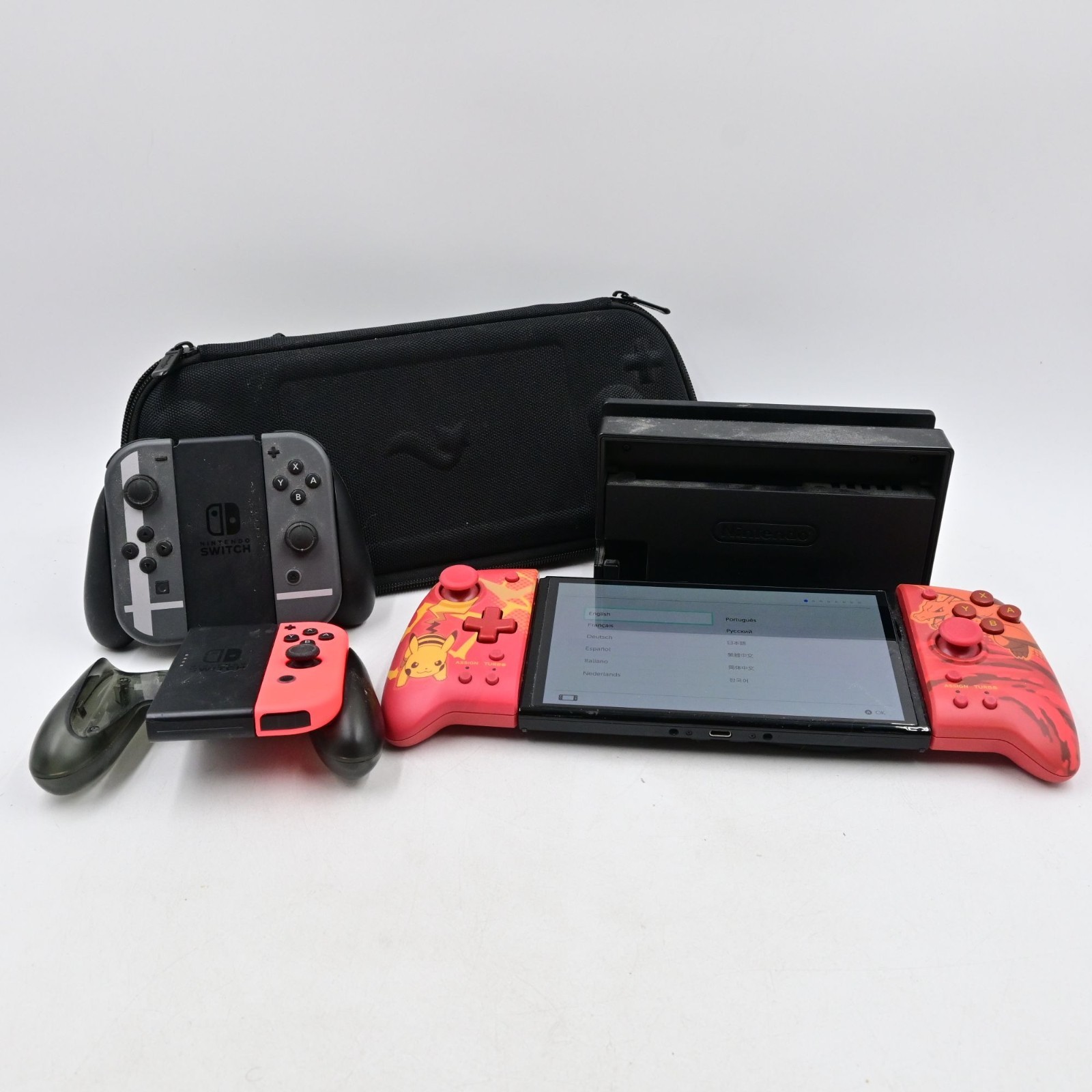 Nintendo Switch OLED Smash Bros Edition Case Charizard/Pikachu Grips 1tb Memory