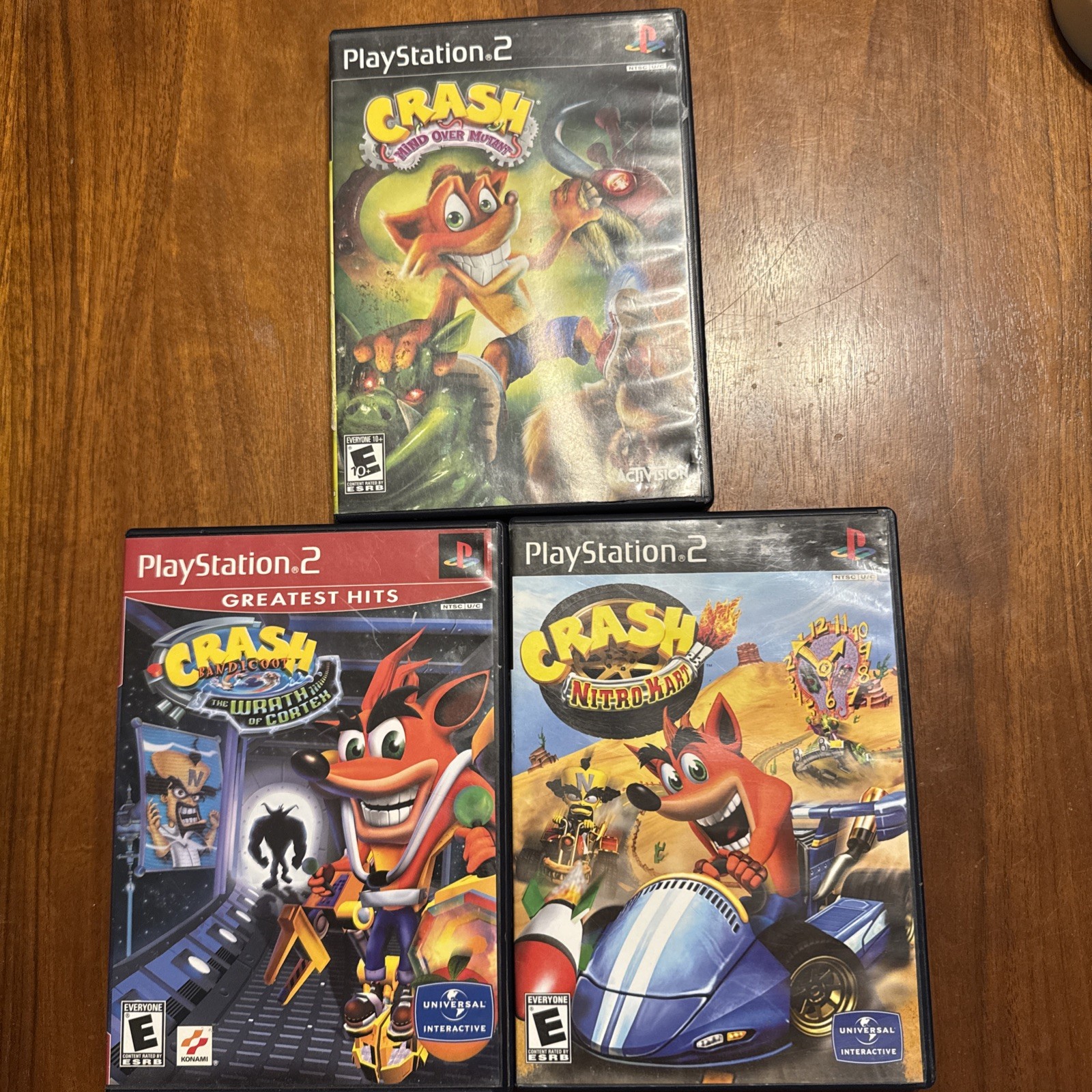 Crash 3 Game PS2 Bundle Mind Over Mutant + Tag Team Racing + Nitro Kart Lot