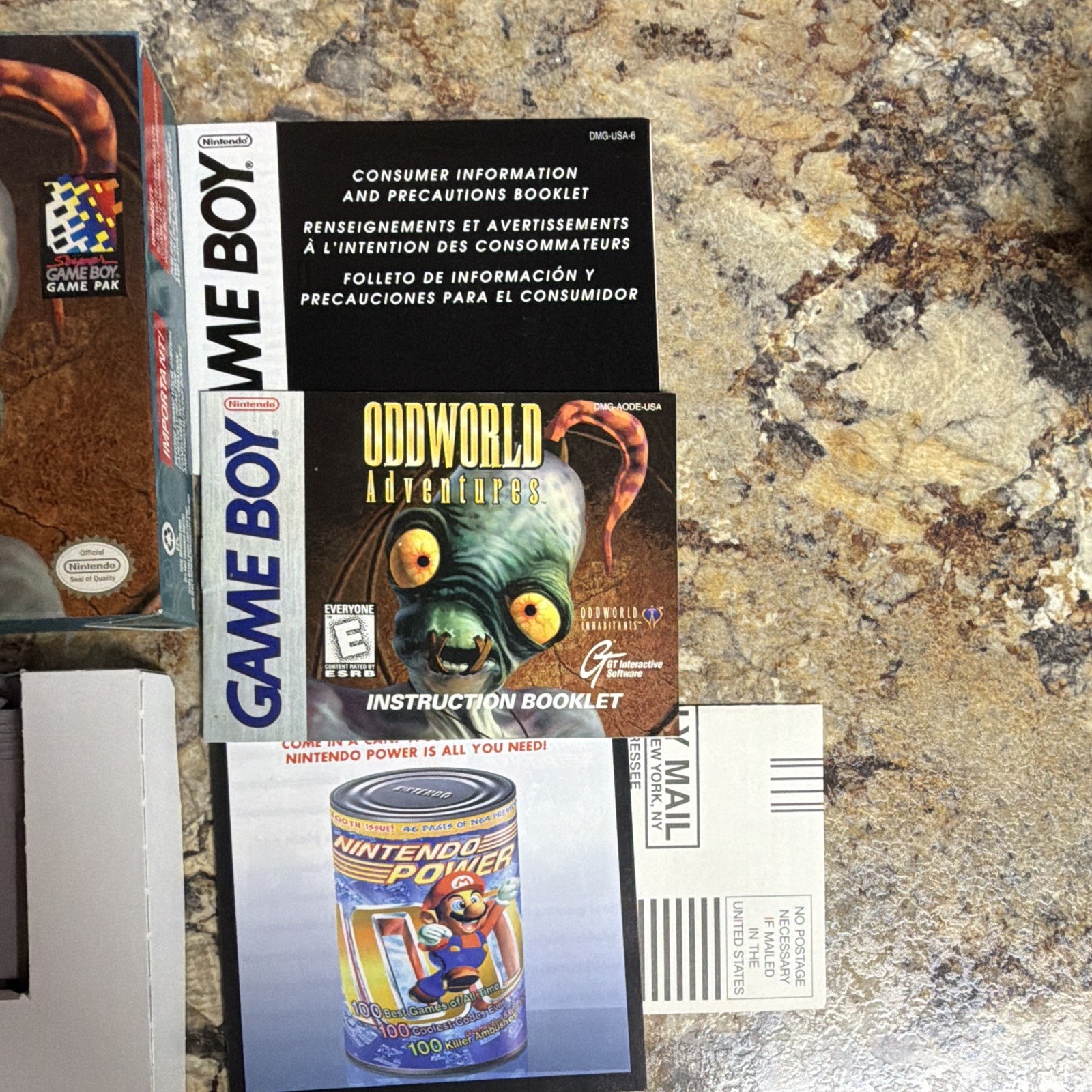 GT Interactive Oddworld Adventures (Game Boy) Complete Box Cart Manual Inserts
