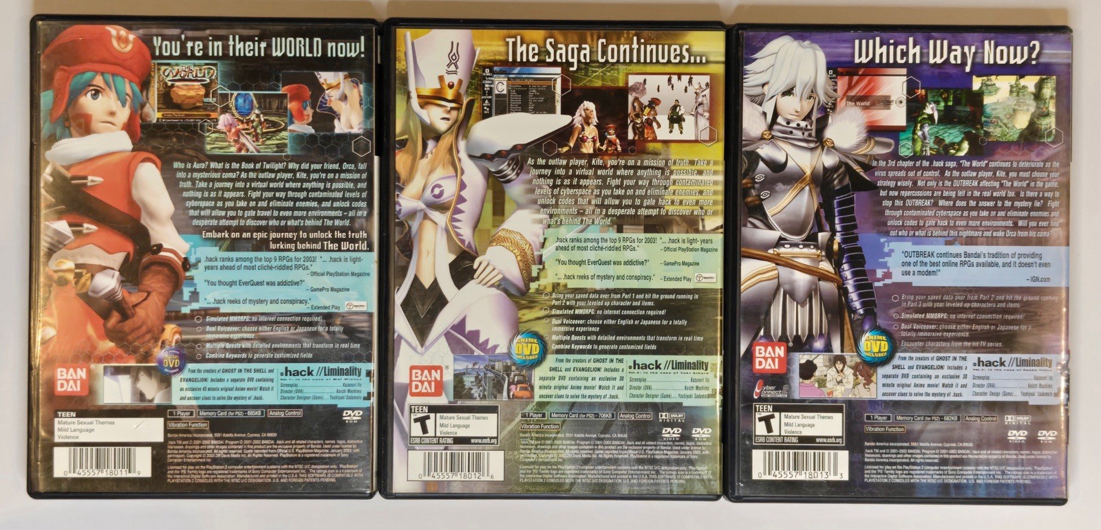 .hack Vol 1 2 3 PS2 Complete CIB – Infection Mutation Outbreak + Liminality DVDs