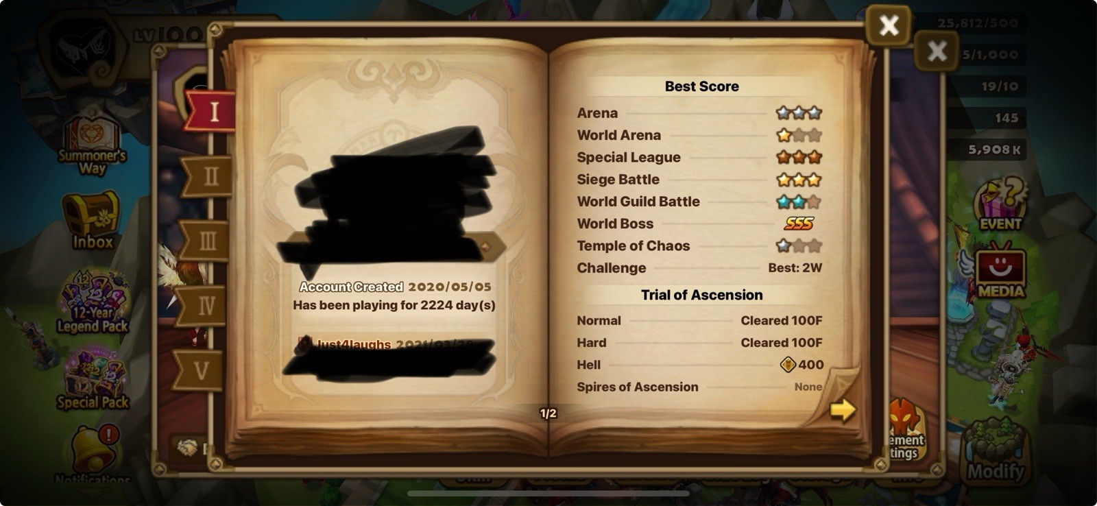 Com2uS Summoners War Monster Storage 120/120 3 ld nat 5 Android iOS