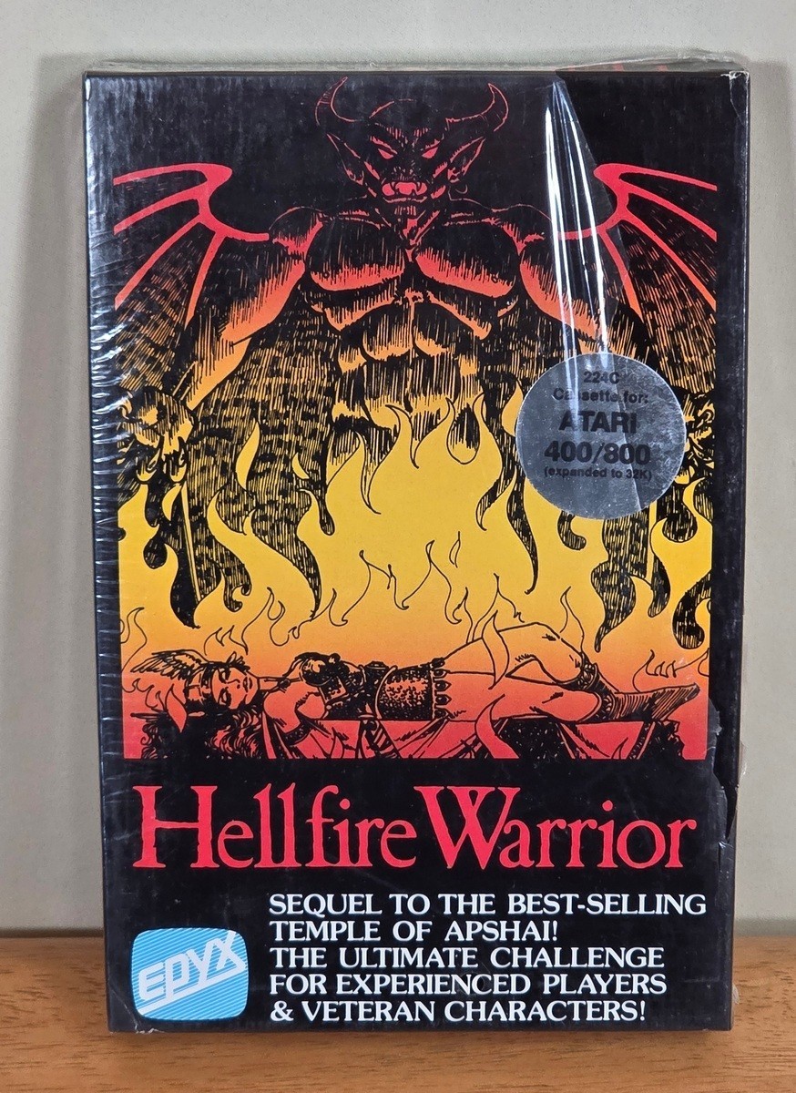 New Sealed Dunjonquest Hellfire Warrior Atari 400 800 Box Game Cassette Complete