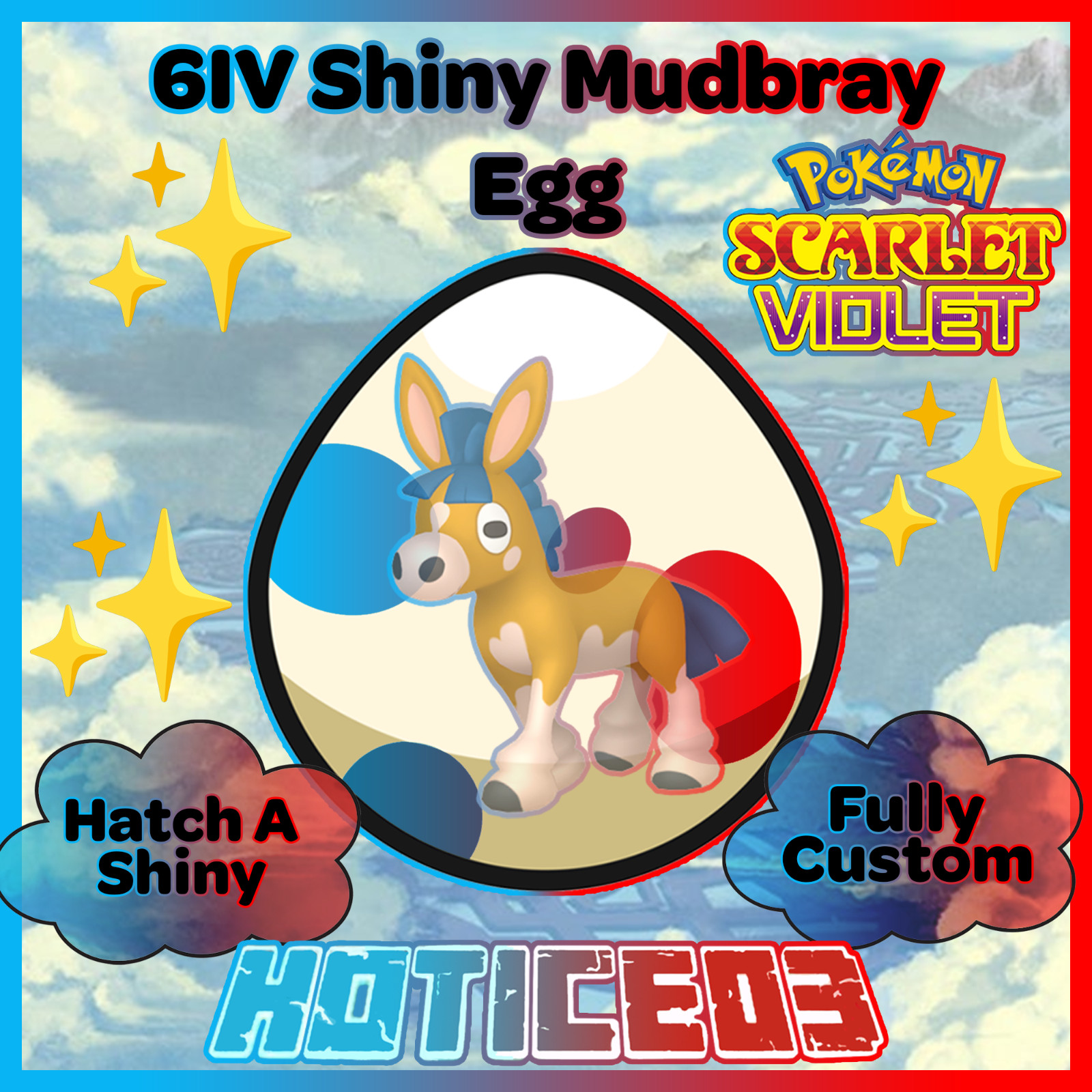 Mudbray ✨ SHINY 6IV EGG ✨ Pokemon Scarlet & Violet ✨ TEAL MASK DLC ✨
