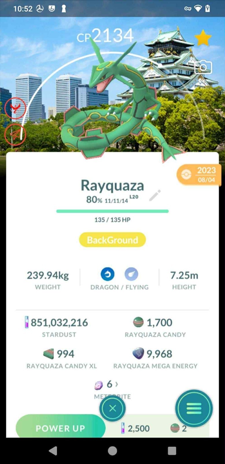 Pokémon Go – Rayquaza Background Osaka-NYC-London -Trade Registered 20k Stardust