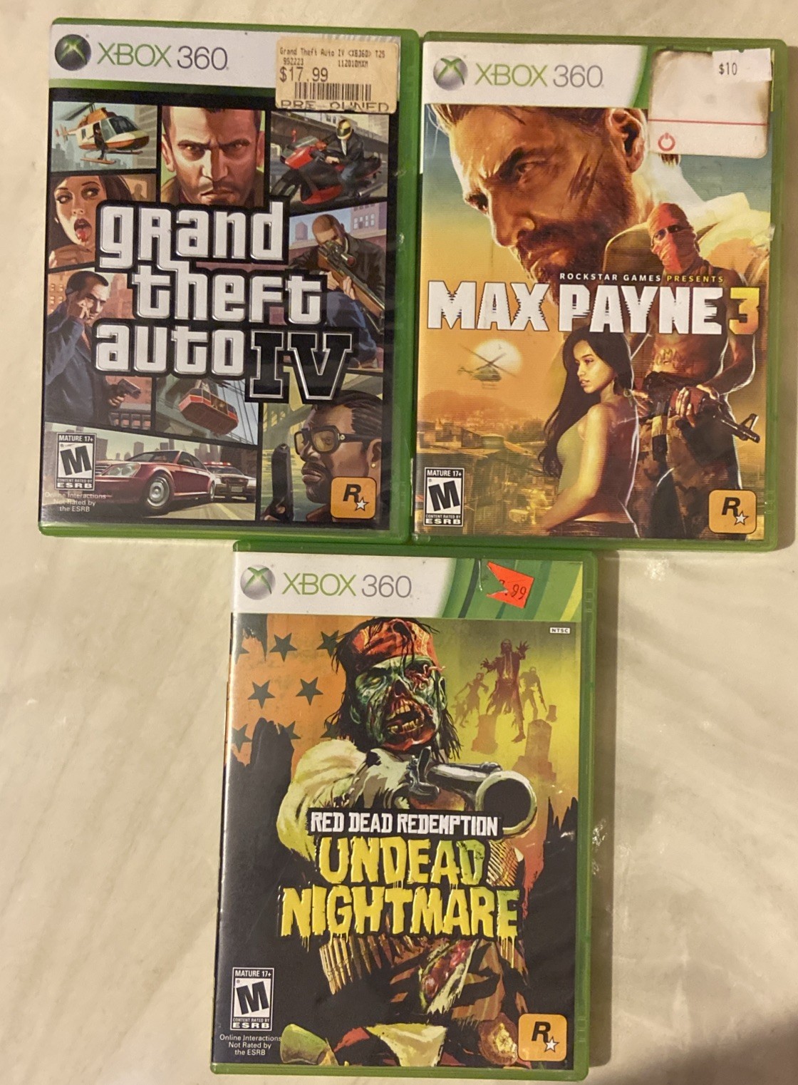 XBOX 360 Rockstar Games Lot of 3 – GTA IV, Undead Nightmare, Max Payne 3 CIB