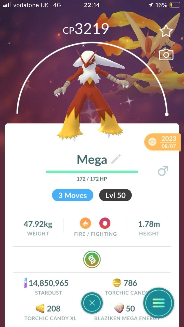 Pokémon G0 – Level 50- Shiny Blaziken 3 Moves for PVP Master League