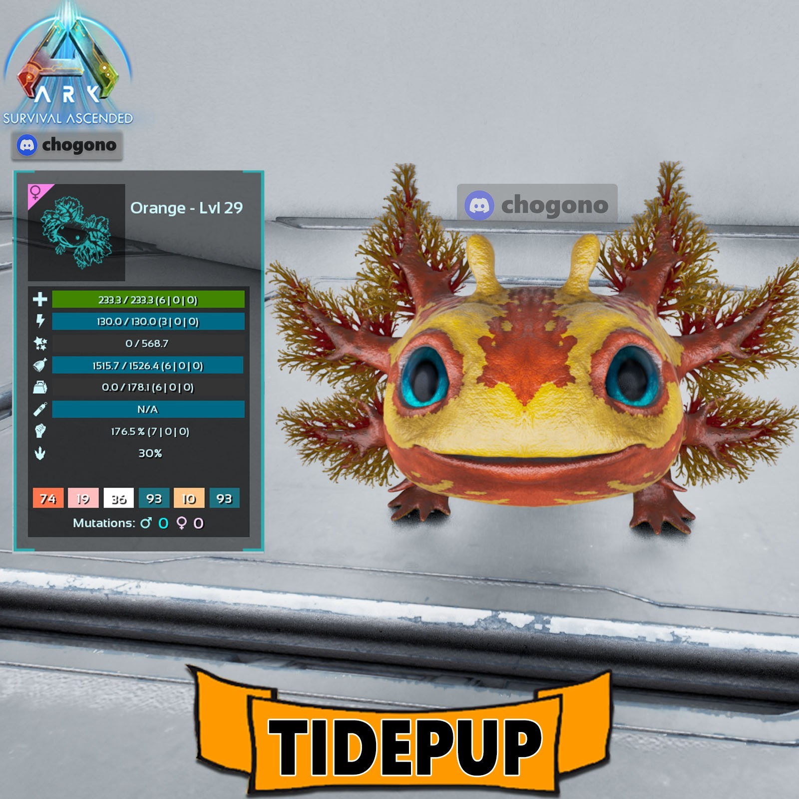 Ark Survival Ascended PC/PS5/XBOX PVE GEN 1 NEW TIDEPUP Colored [clone]