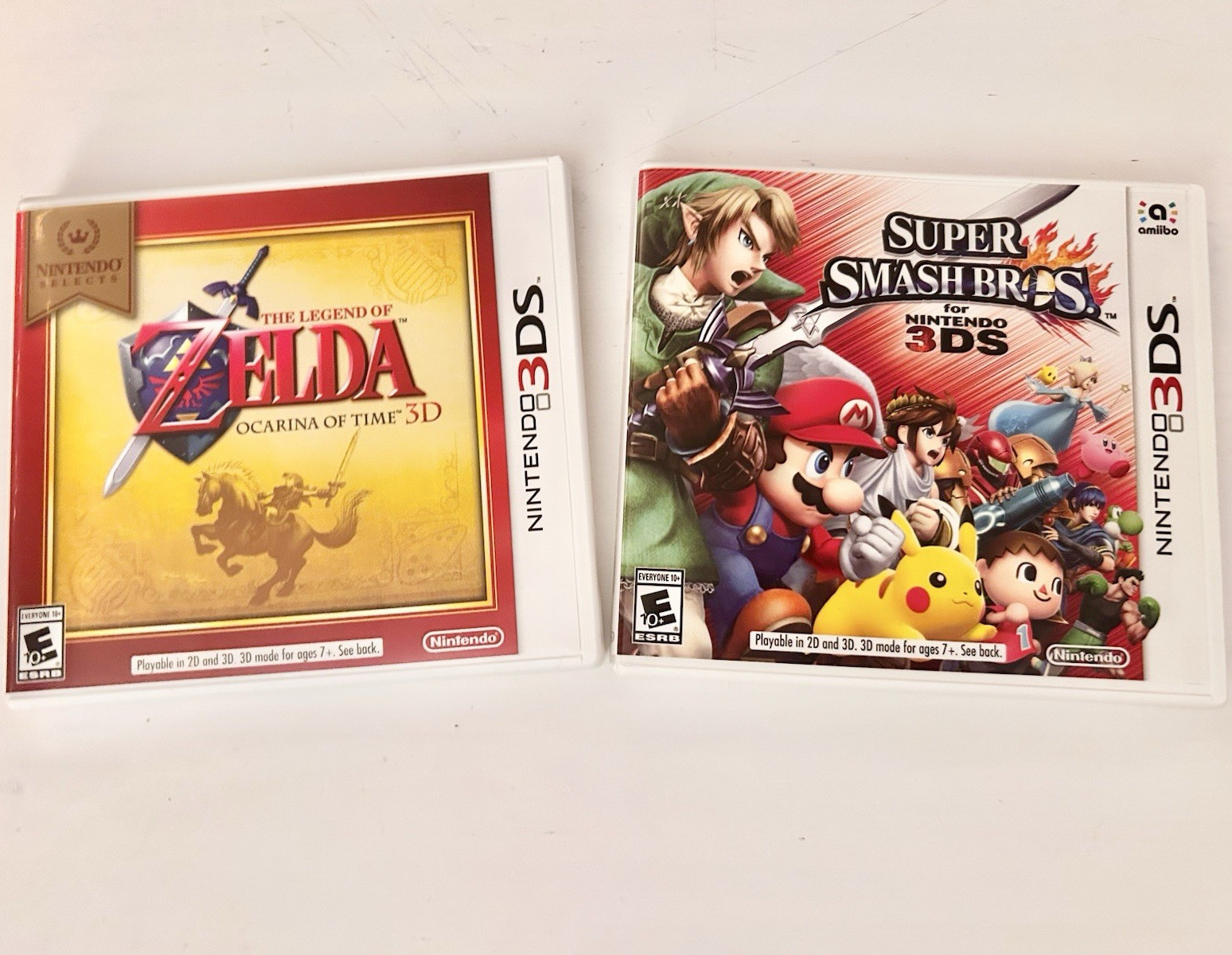 Nintendo 3DS Game Lot: Zelda Ocarina of Time 3D + Smash Bros, Manual